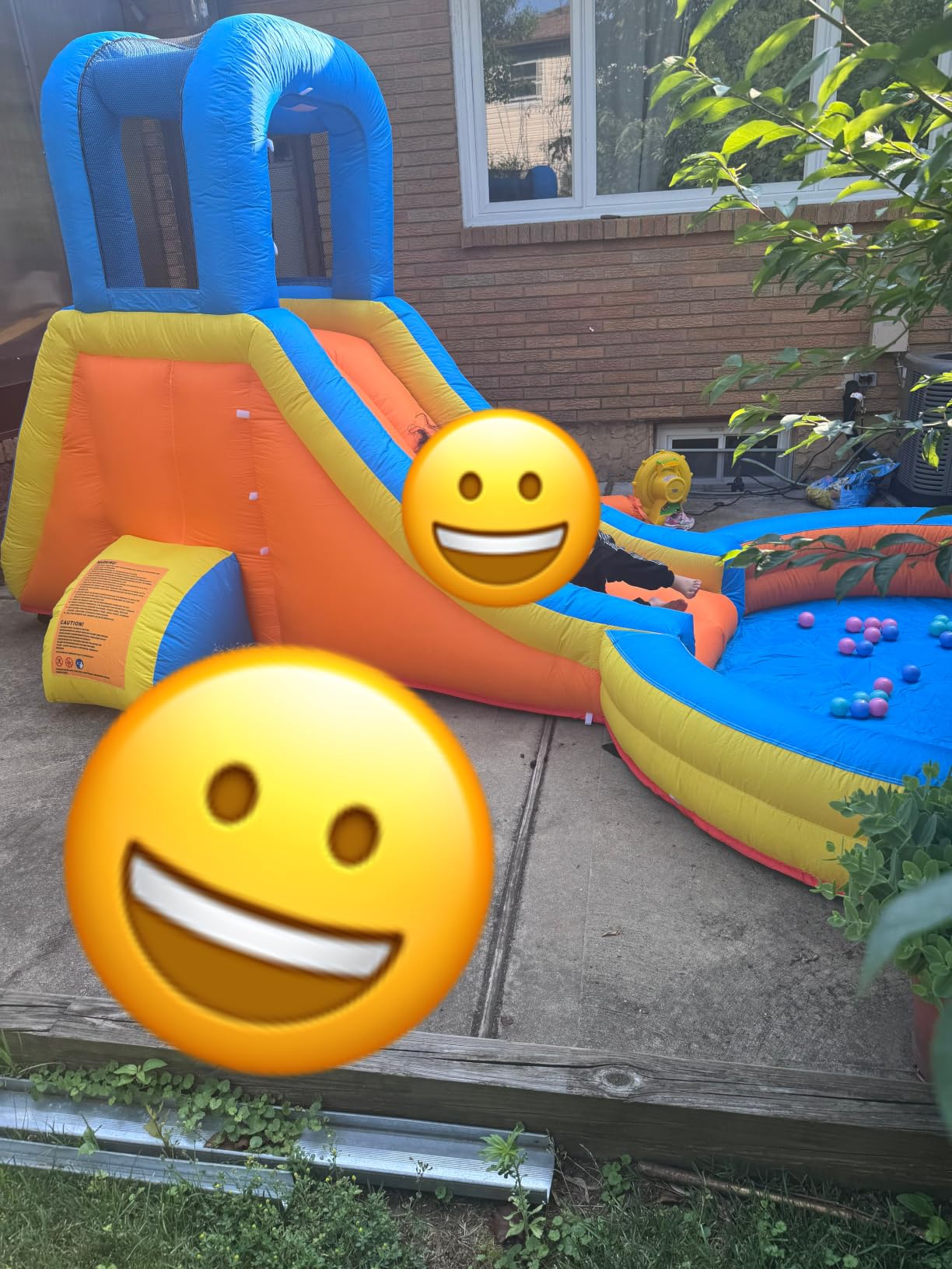 Inflatable Water Slide, 5-in-1 Round Pool Water Park with Blower | 5-in-1 Round Pool, 370W blower. For kids; long slide, wall, pool, cannon and spray spout. Made for backyard water play. customer photo 2