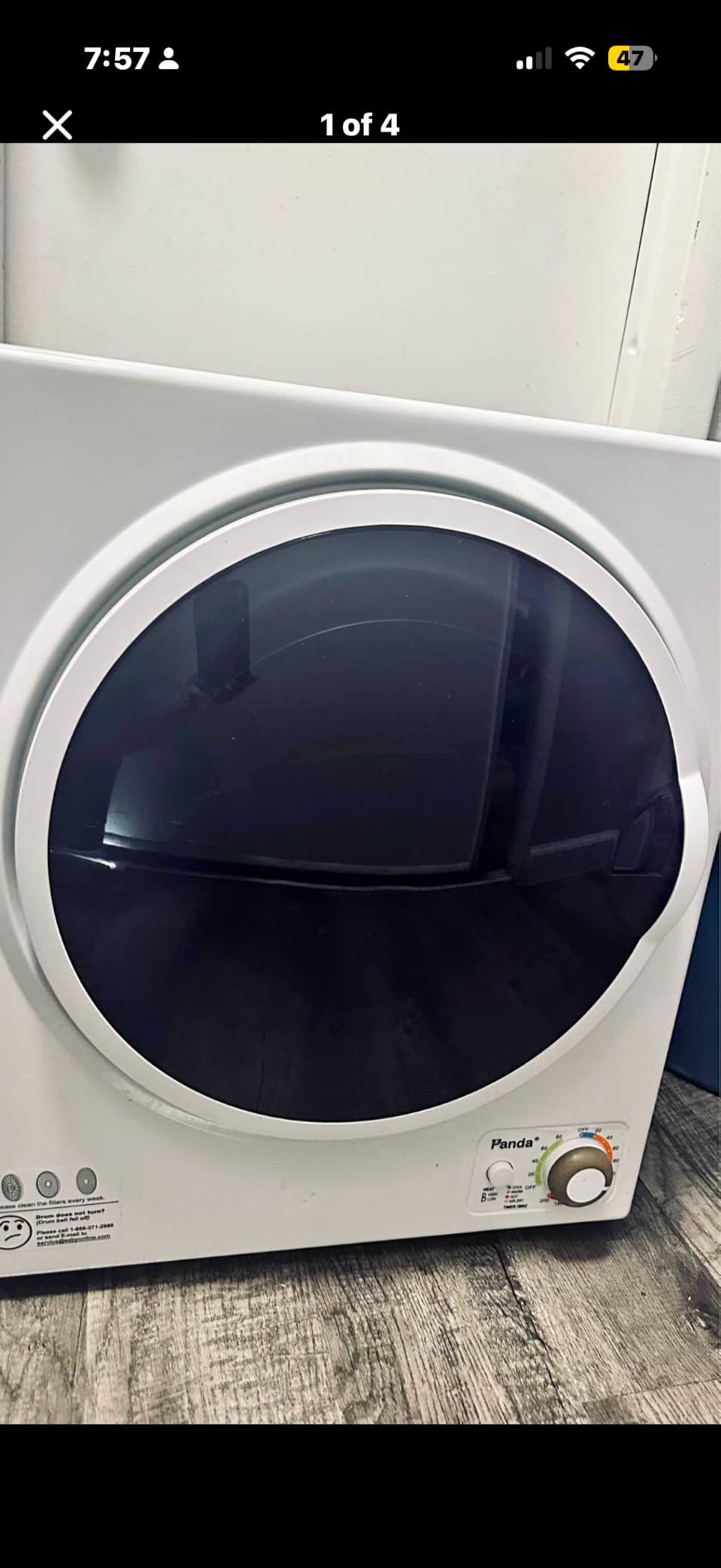 Panda Compact Dryer 13.2 lb Load Volume 1500W 120V, 3.5 Cu.Ft. | Portable Clothes Dryer Stainless Steel Tub; Vented Front Load Dryer; Ideal for Apartments, Dorms & Small Laundry Spaces. customer photo 1