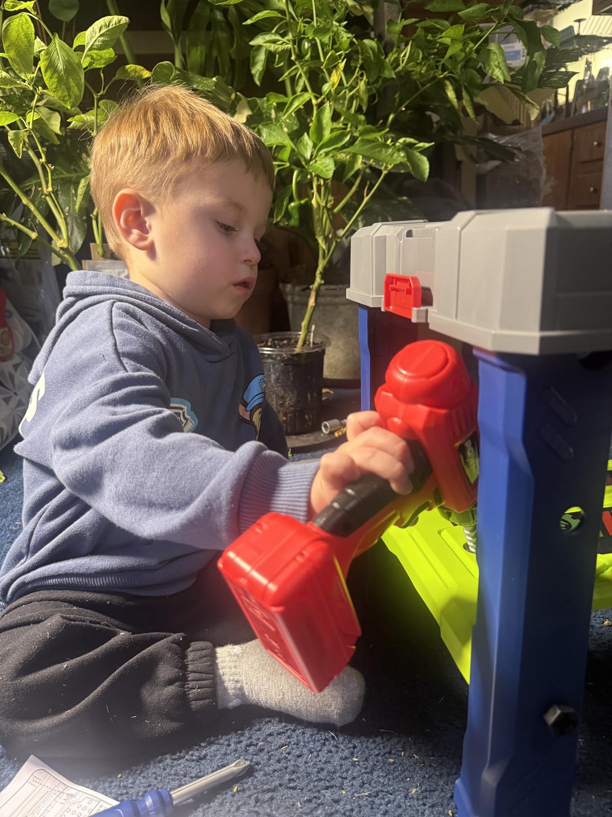 TooyBing Kids Tool Bench Set with Electric Drill and Realistic Tools, Construction Workbench Playset Toy for Toddler 3-5, Easy Set up, Kids Boy Toys, Birthday Gifts for Boys Age 3 4 5 Year Old customer photo 1