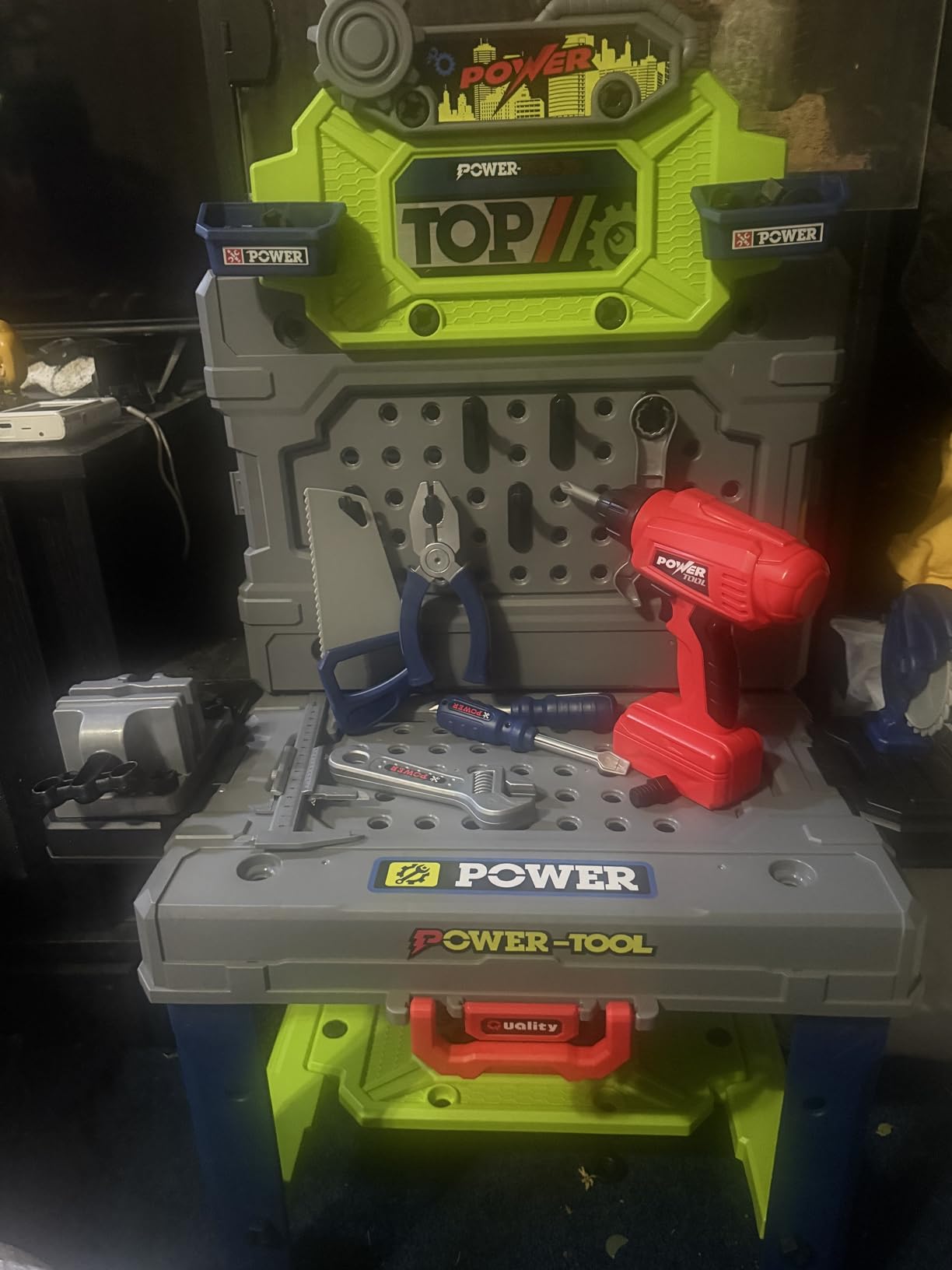 TooyBing Kids Tool Bench Set with Electric Drill and Realistic Tools, Construction Workbench Playset Toy for Toddler 3-5, Easy Set up, Kids Boy Toys, Birthday Gifts for Boys Age 3 4 5 Year Old customer photo 2