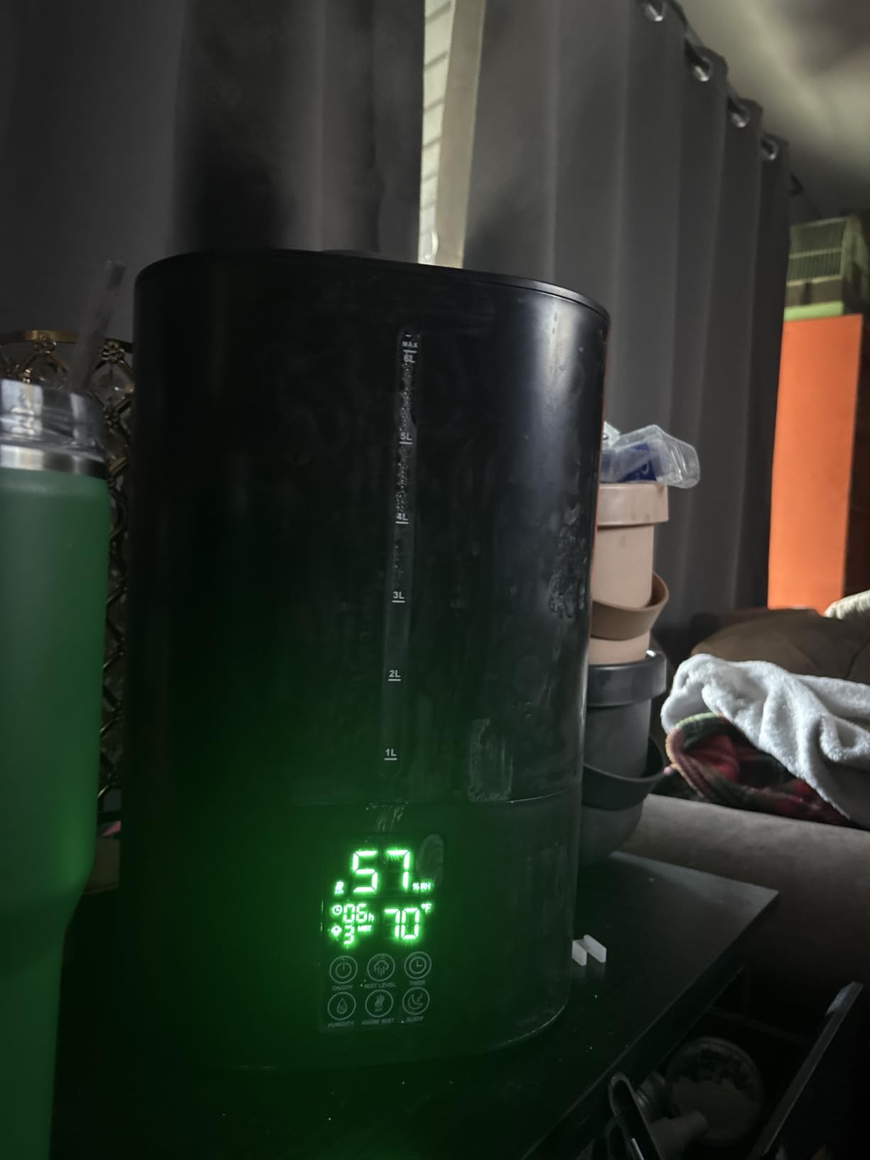 Coolfiqu 6L Warm & Cool Mist Humidifiers for Bedroom, Large Room, Plants | Quiet Top Fill Ultrasonic Humidifier, Essential Oil Diffuser, Auto Humidity Control, Hot Mist Desk Humidifiers, 360° Nozzle customer photo 1