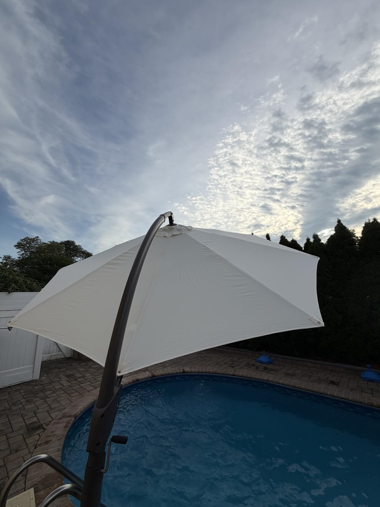 Kingdura 11ft Offset Cantilever Patio Umbrella with Base Included, Large Round Aluminum Outdoor Umbrella, 360° Rotation & Infinite Tilt, Heavy Duty Frame for Deck Pool Backyard, Beige customer photo 2