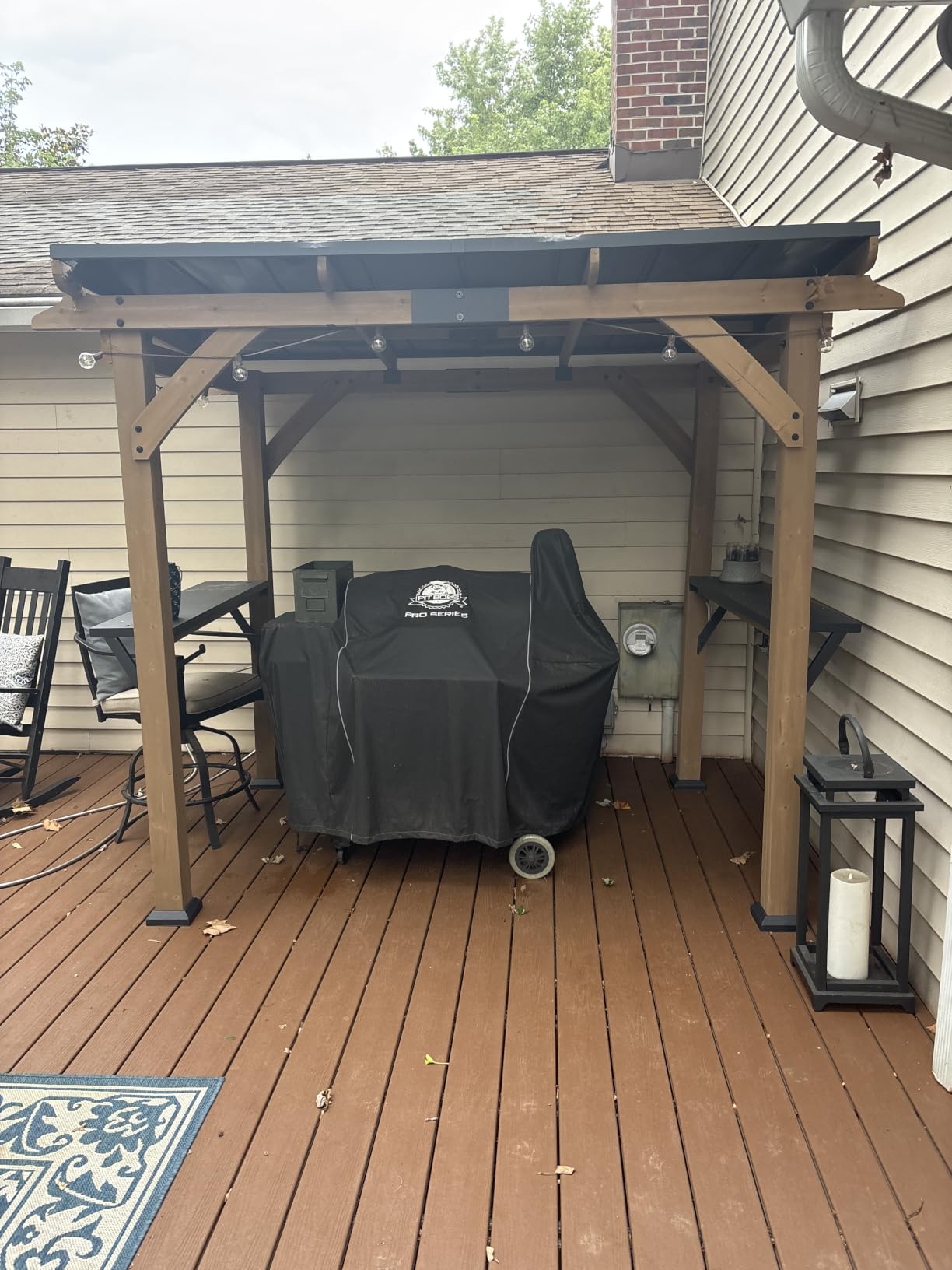 Modern Shade Wood Grill Gazebo 12' x 16' with Sloped Galvanized Steel Roof | All-Weather Cedar Gazebo with 4.6