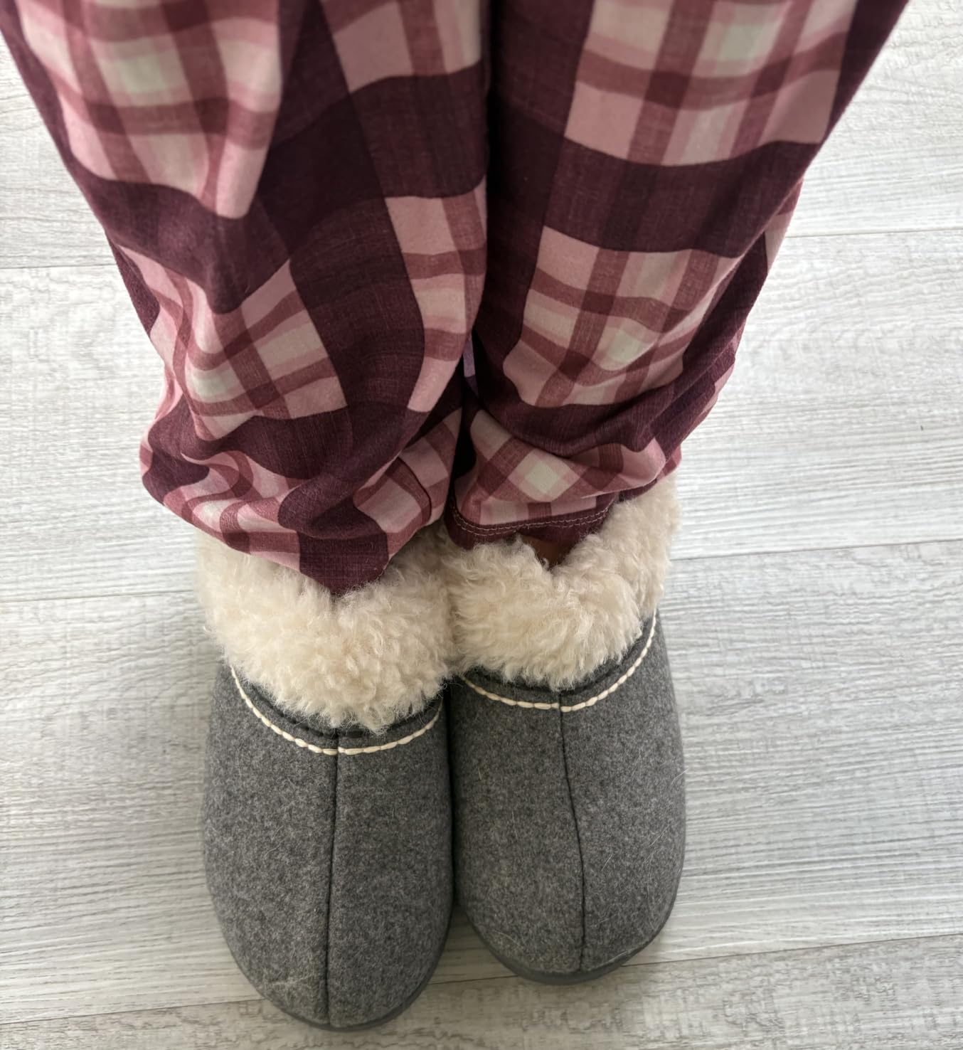 LongBay Women's Bootie Slippers Memory Foam Warm Winter House Shoes Gifts | Indoor Outdoor, Slipper Boots, Tweed Upper, Fluffy Collar, Cozy Plush Fleece Lining, Sturdy Non-Slip Sole, Machine Washable customer photo 2
