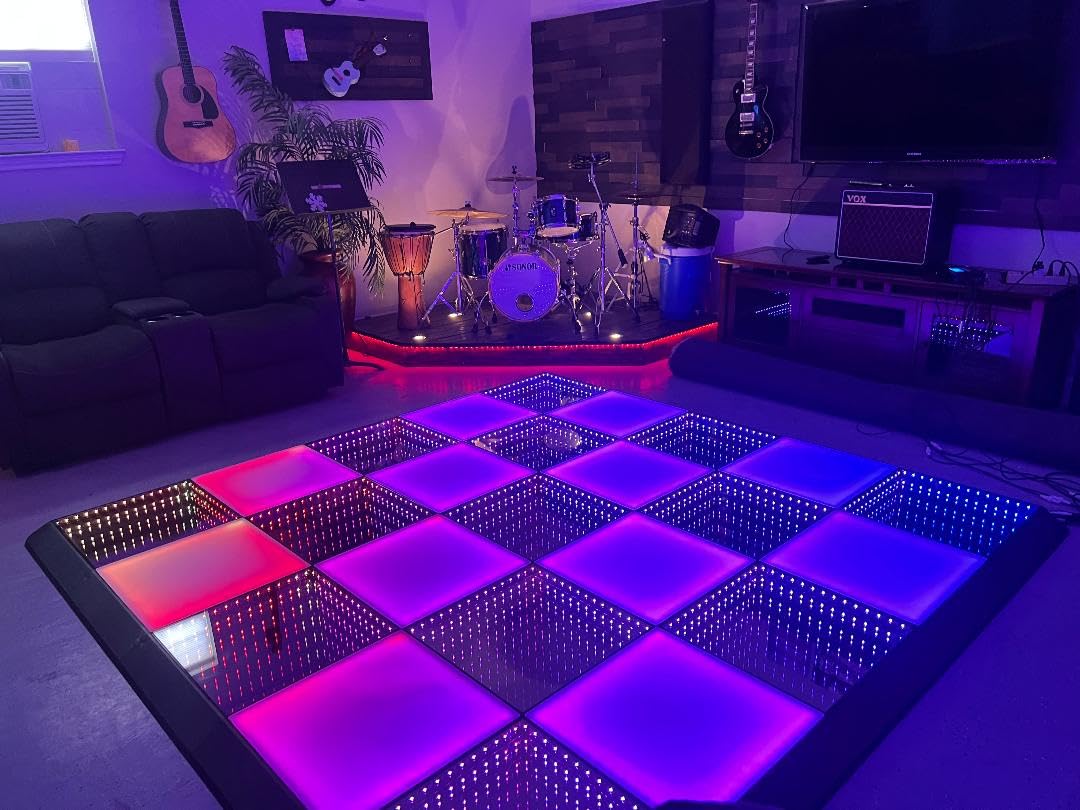 Dance Floor Stage Lights Tempered Glass with Flight Case Infinity Mirror Panel 3D Effect LED Dance Floor for Wedding Party (3D&RGB-Magnetic, 12FT*12FT) customer photo 1