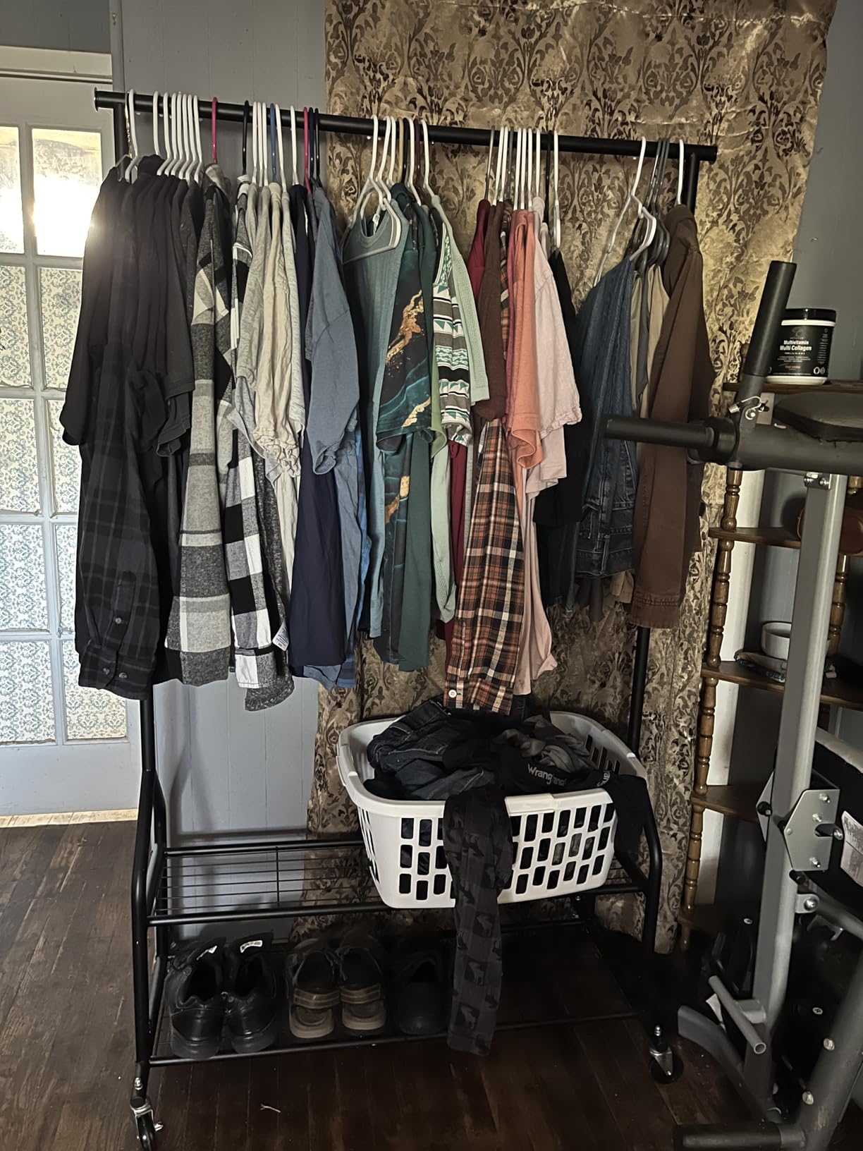 EAGMAK Heavy Duty Clothes Rack Load 556 LBS, Rolling Clothing Rack With Shelves, Height Adjustable Metal Clothes Hanger with Wheels Portable Wardrobe Organizer Garment Rod for Hanging Clothes (Black) customer photo 2