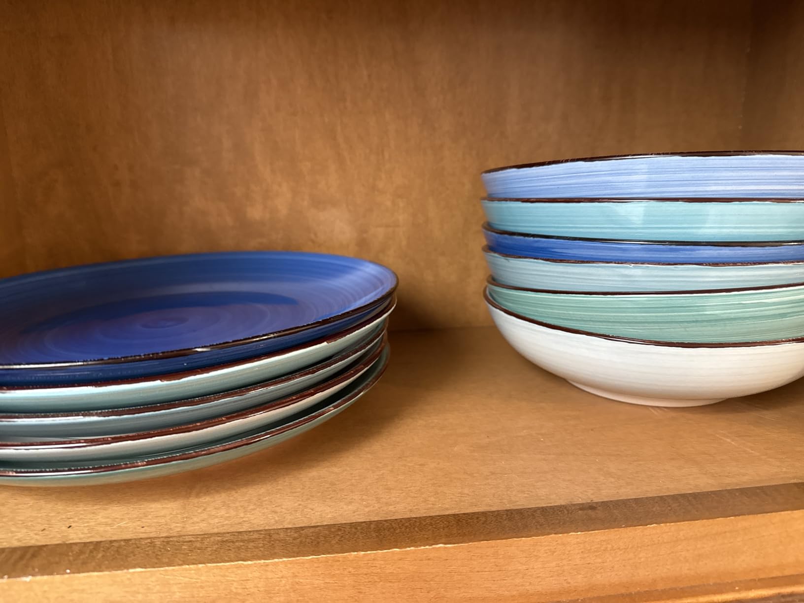 vancasso Bonita Stoneware Dinnerware Sets, 24 Pieces Dishes Set for 6 - Hand-Painted Spiral Dishes for Dinner, Ceramic Kitchen Plates and Bowls Sets - Microwave and Dishwasher Safe (Blue, 24 Pcs) customer photo 2