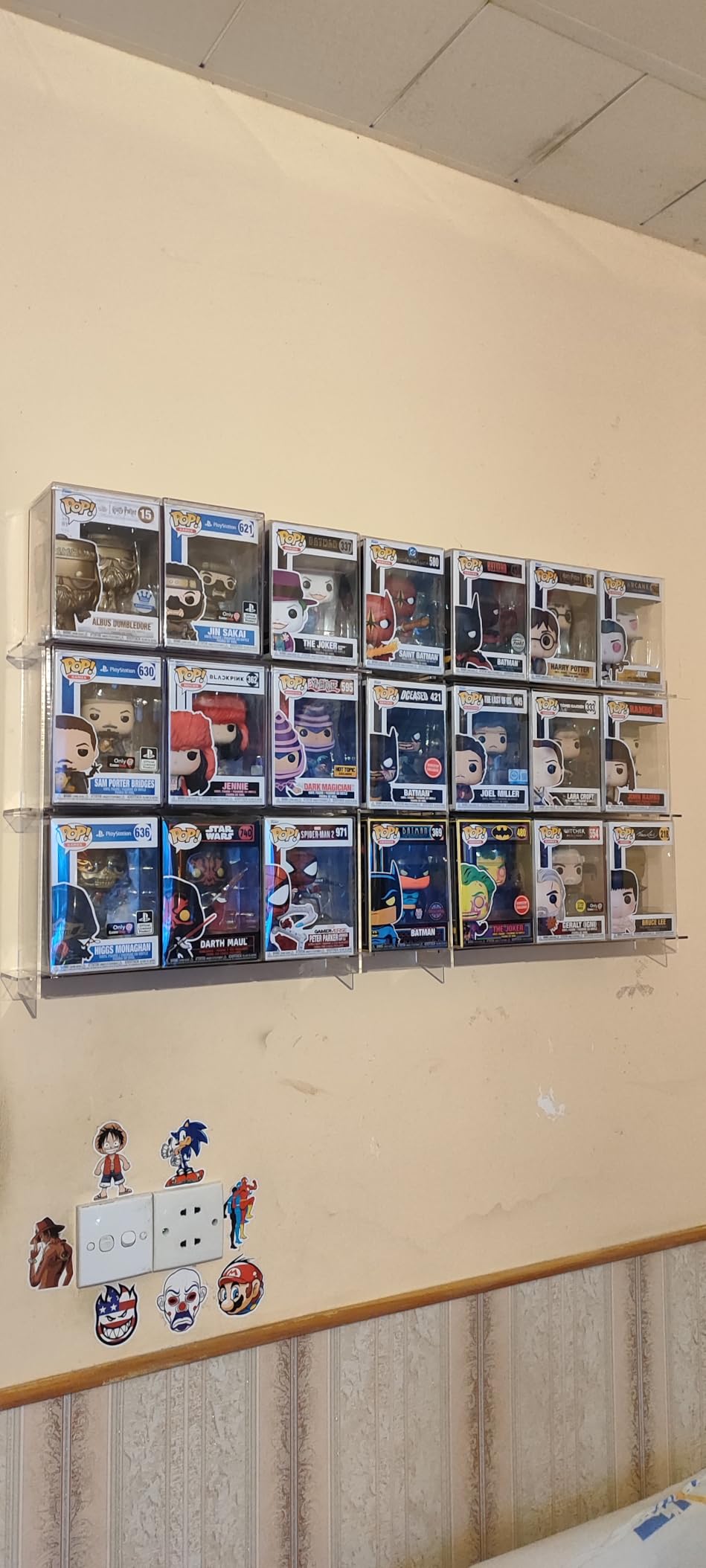 Wall Display Shelves Compatible with 21 Funko Pop in Box, Easy Install - Only 2 Screws per Shelf, Acrylic Floating Shelves Stackable, Action Figure Stand, Collectibles Display Case, 2 Pack customer photo 1