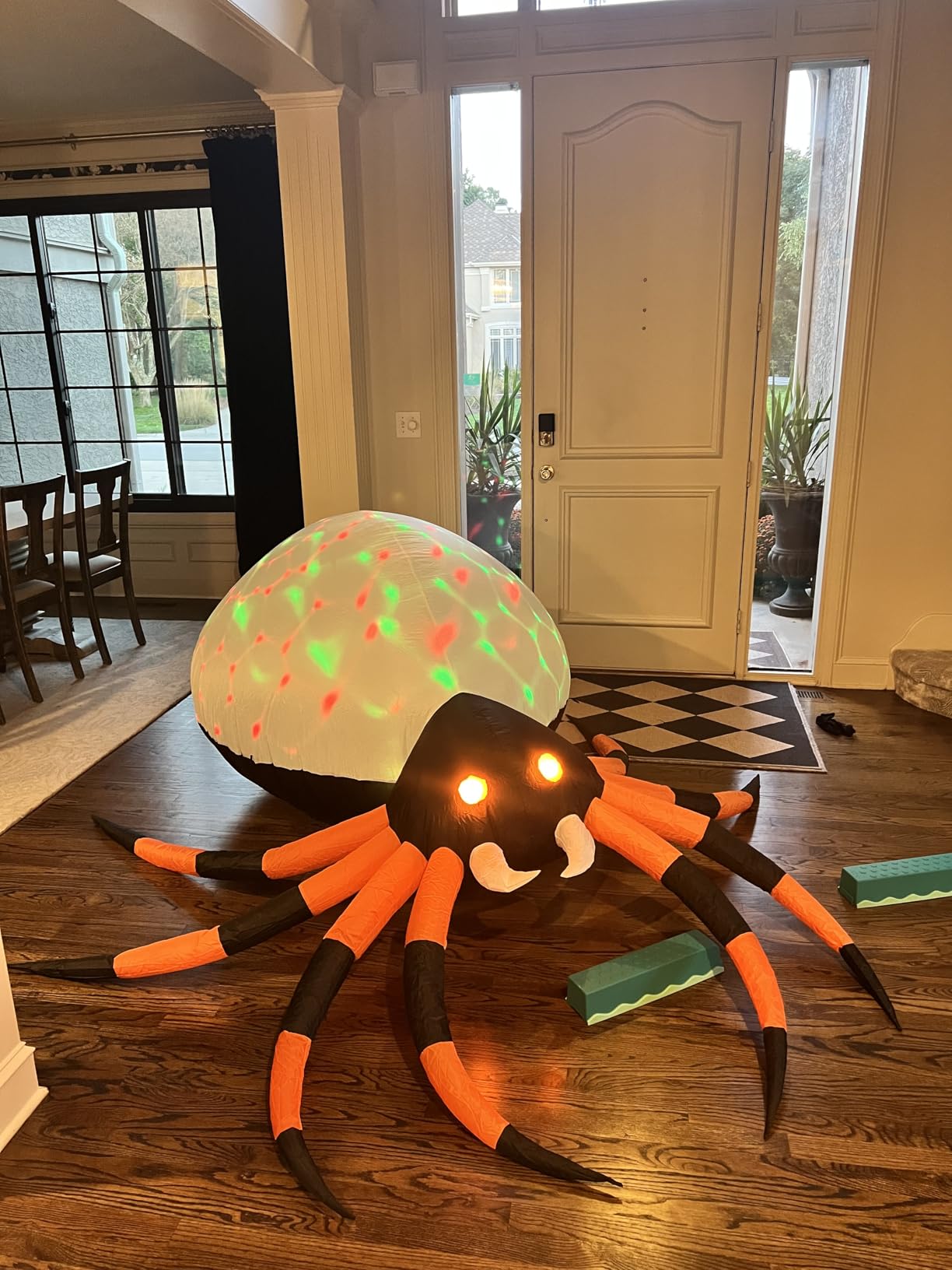 JOYIN 8 FT Halloween Inflatable Giant Spider Outdoor Decorations, Blow Up Spider Yard Decorations with Rotating Colorful Light and Glowing Eyes for Halloween Party Lawn Garden Outside Decor customer photo 1