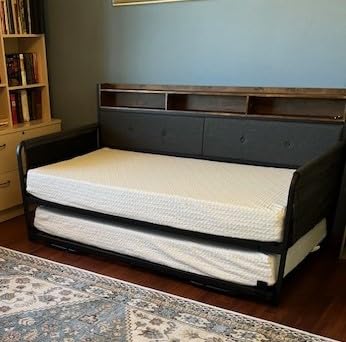 LIKIMIO Daybed with Trundle, Twin Bed Frame, White | with Upholstered Headboard and Charging Station, Sofa Day Bed with Strong Supports for Living Room, Bedroom and Guest Room customer photo 1