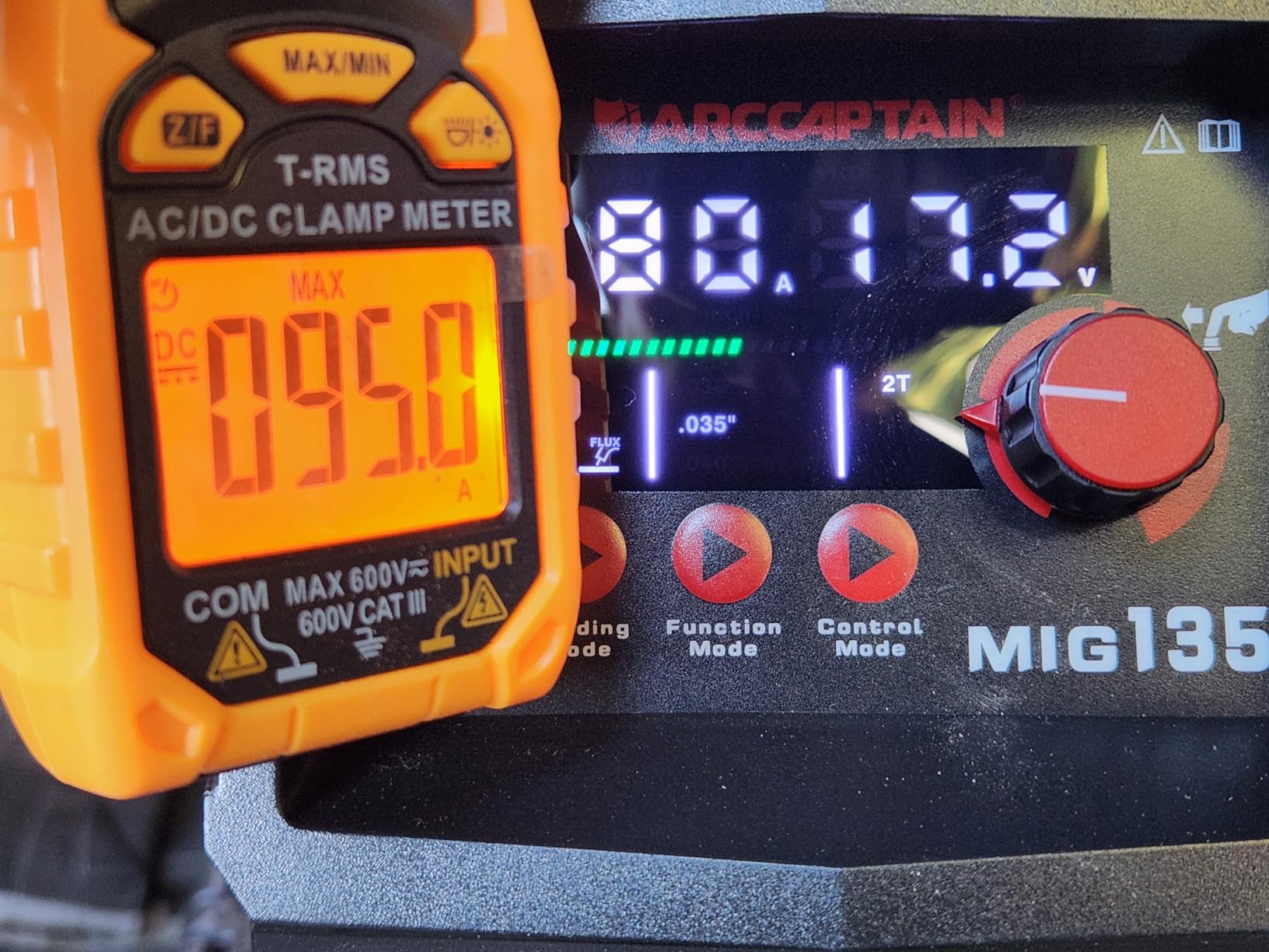 ARCCAPTAIN 135A Flux Core MIG Welder 110V 3-in-1 Gasless MIG Stick Lift TIG | Clear Dispaly, Beginner Friendly, Synergy Control, 2T 4T, Wire Feed Welder, Portable for Home Repair, DIY, Metalworking Tool customer photo 2