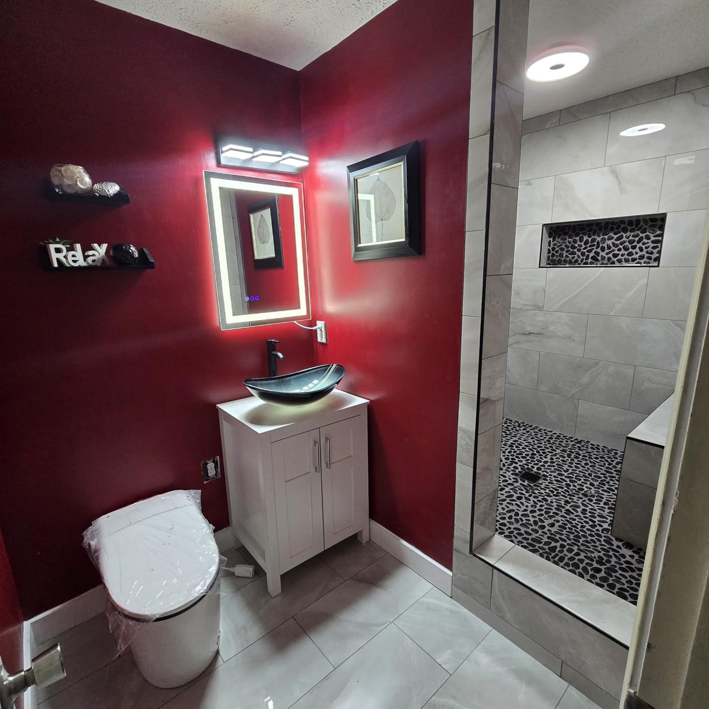 Modern LED Stainless Steel Chrome Acrylic Bathroom Lights Fixtures 3-Light | Wall Lighting,Vanity Lights for Bathroom Over Mirror 6000K 350°Rotate (No Assembly Required) customer photo 2