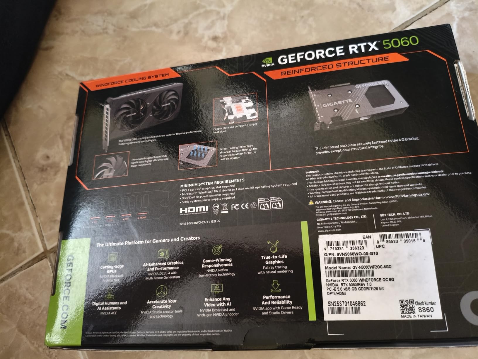 GIGABYTE GeForce RTX 5060 WINDFORCE OC 8G Graphics Card, Cooling System, 8GB 128-bit GDDR7, PCIe 5.0, DisplayPort & HDMI, GV-N5060WF2OC-8GD Video Card customer photo 1
