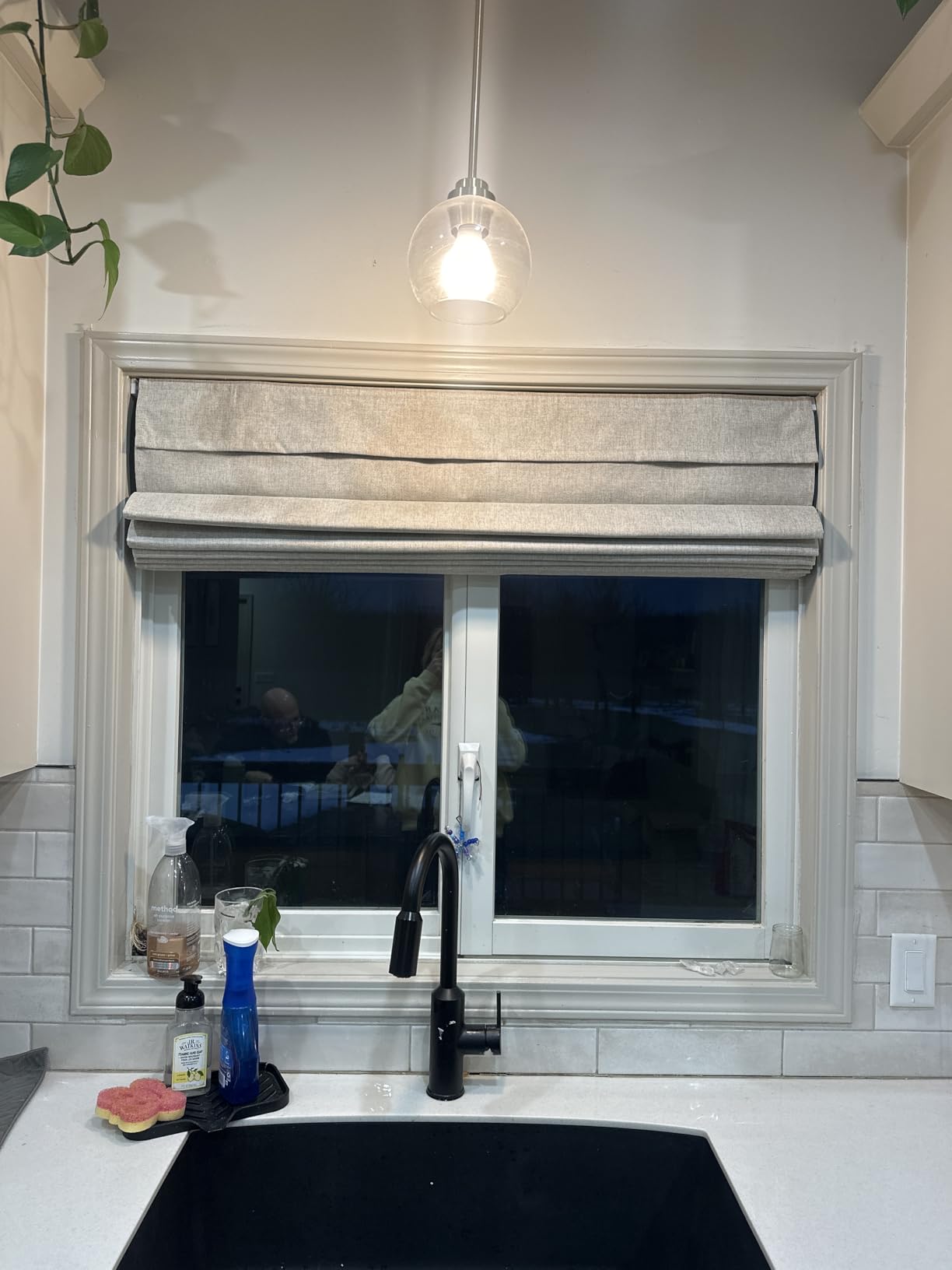 LazBlinds No Drill Roman Shades, Blackout, 34