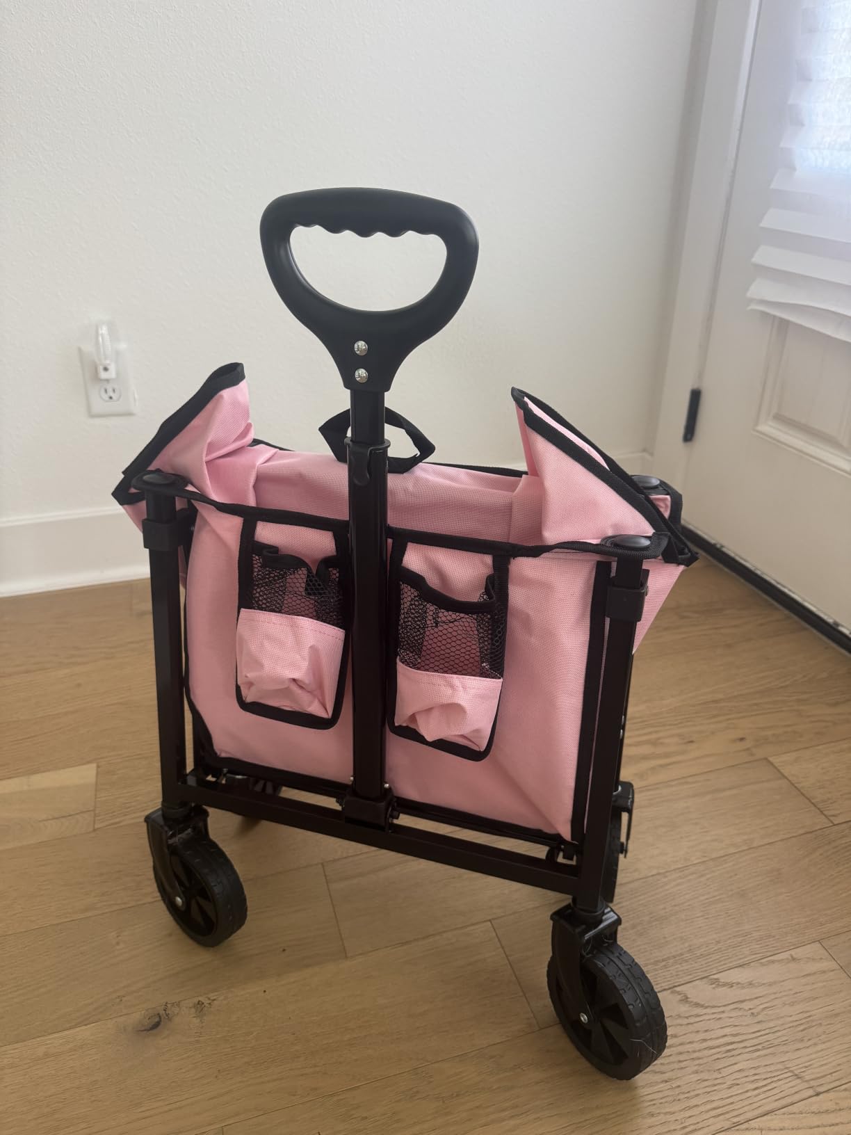 AMNOW 100L Collapsible Wagon Cart with All Terrain Wheels, 350LBS, Black | Rust-proof steel frame, 28×18×12in, only 13lbs, easy one-hand fold, garden camp beach trips customer photo 1