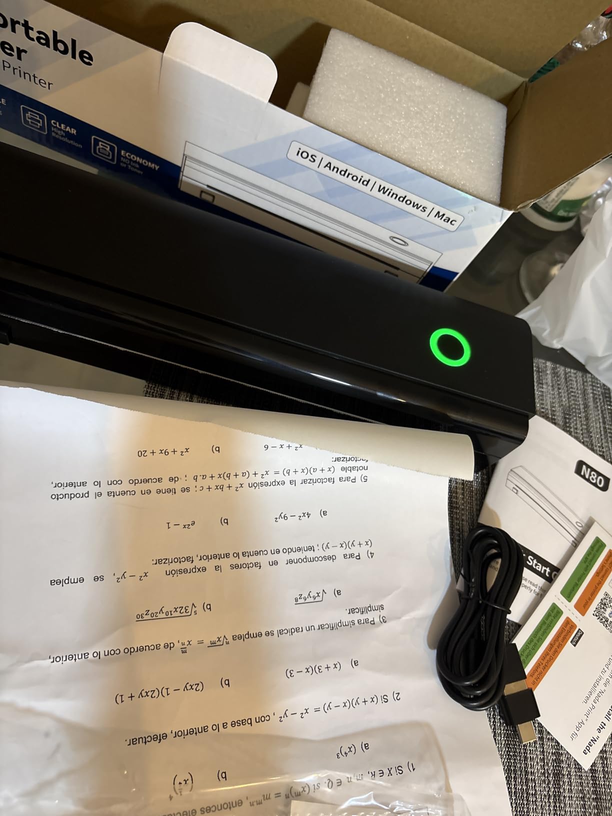 Portable Printers Wireless for Travel, N80 Bluetooth Thermal Printer | Bluetooth Portable Inkless Printer Support 8.5