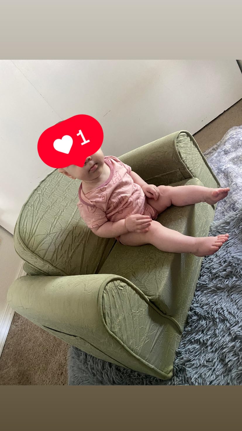 Tiny Land 2-in-1 Foldable Kids Couch with Pocket Soft Thick Toddler Sofa, Convertible Kids Chair for Playroom, Bedroom or Living Room, Green customer photo 2