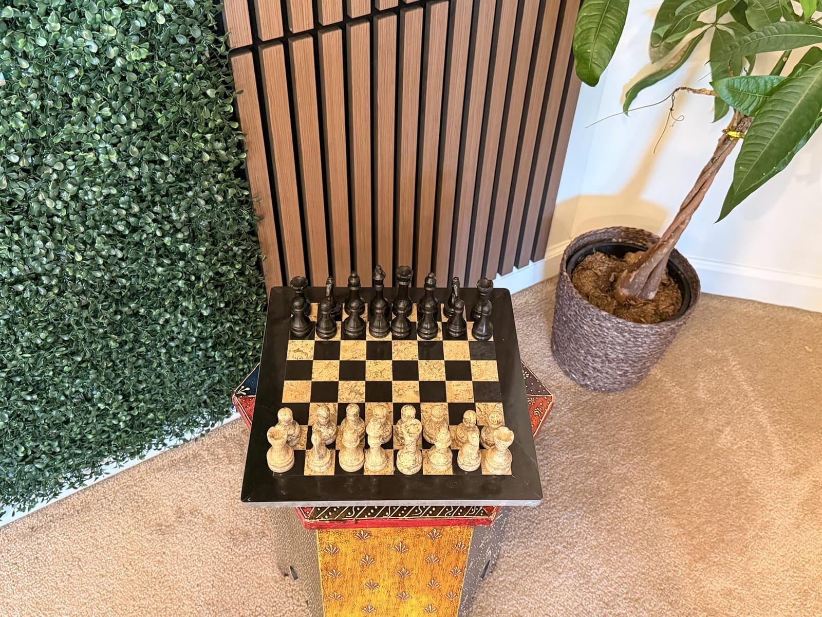 12-Inch Marble Chess Set with Hand-Carved Pieces - Includes Black Faux Leather Storage Gift Box (Grey White) customer photo 1