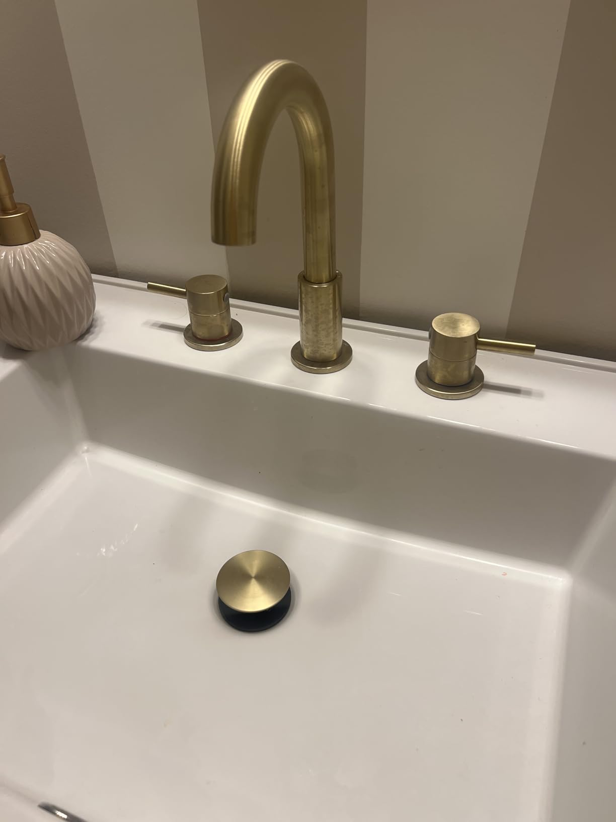Bathroom Faucet 3 Hole, Brushed Nickel Bathroom Sink Faucet with Pop Up Drain, 8 inch Widespread Bathroom Faucet with 360° Swivel Spout, 2 Handle Vanity Faucet with Water Supply Hoses customer photo 1