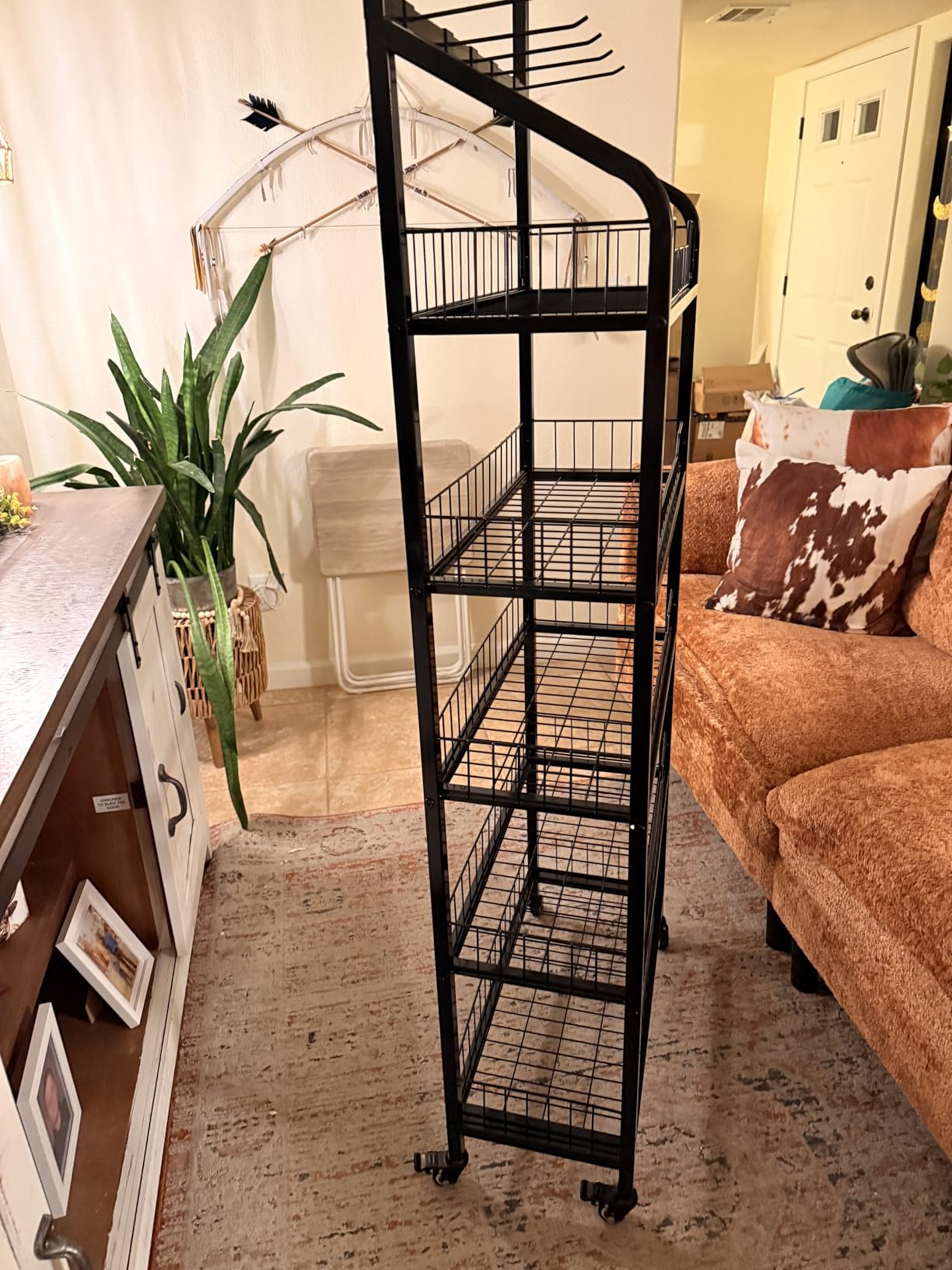 Commercial 5 Tier Freestanding Retail Display Rack for Snacks and Candy, Heavy Duty Q235 Steel Chip Stand with Sliding Baskets, 360° Rotating Silent Wheels, 4 Foot Pads & 10 Price Tags customer photo 2