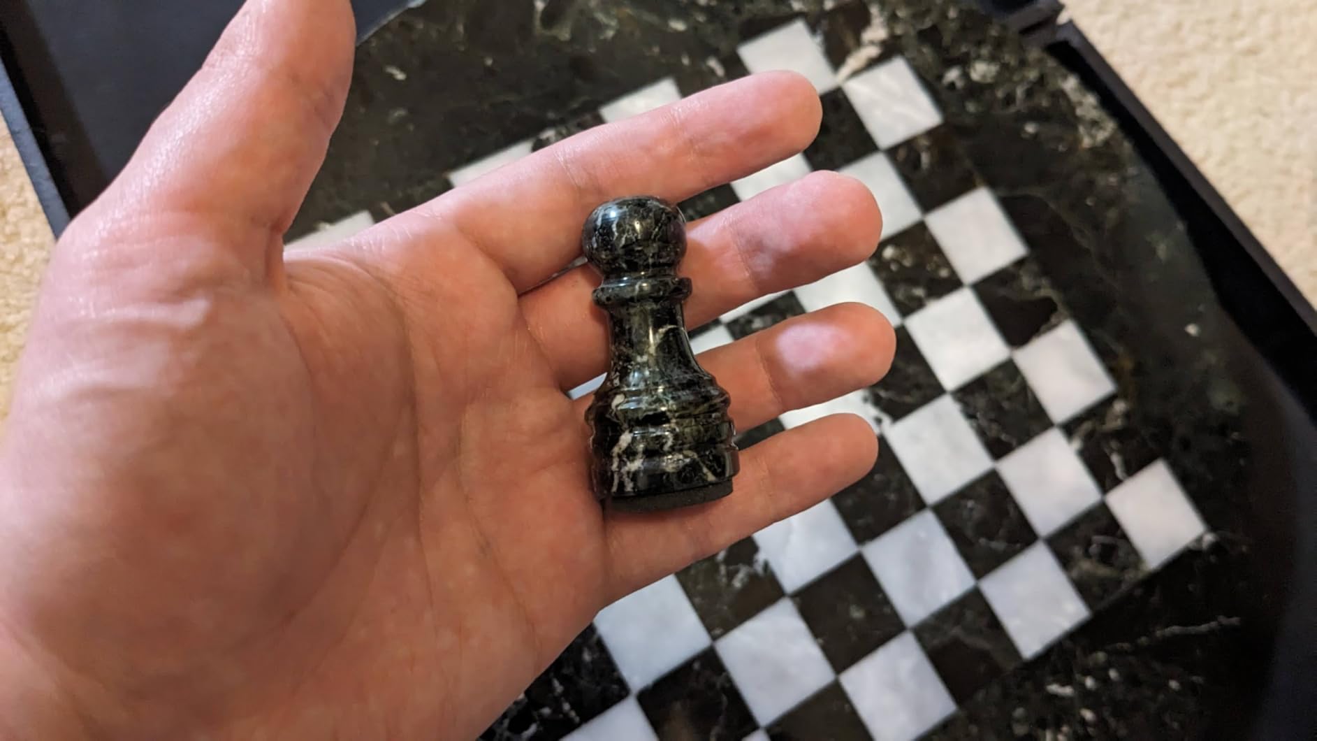 Marble Chess Set for Adults with Complementary Storage Box, 15 Inch Handmade Oceanic & Black Chess Board Game, Stone Chess Pieces, Premium Gift customer photo 2