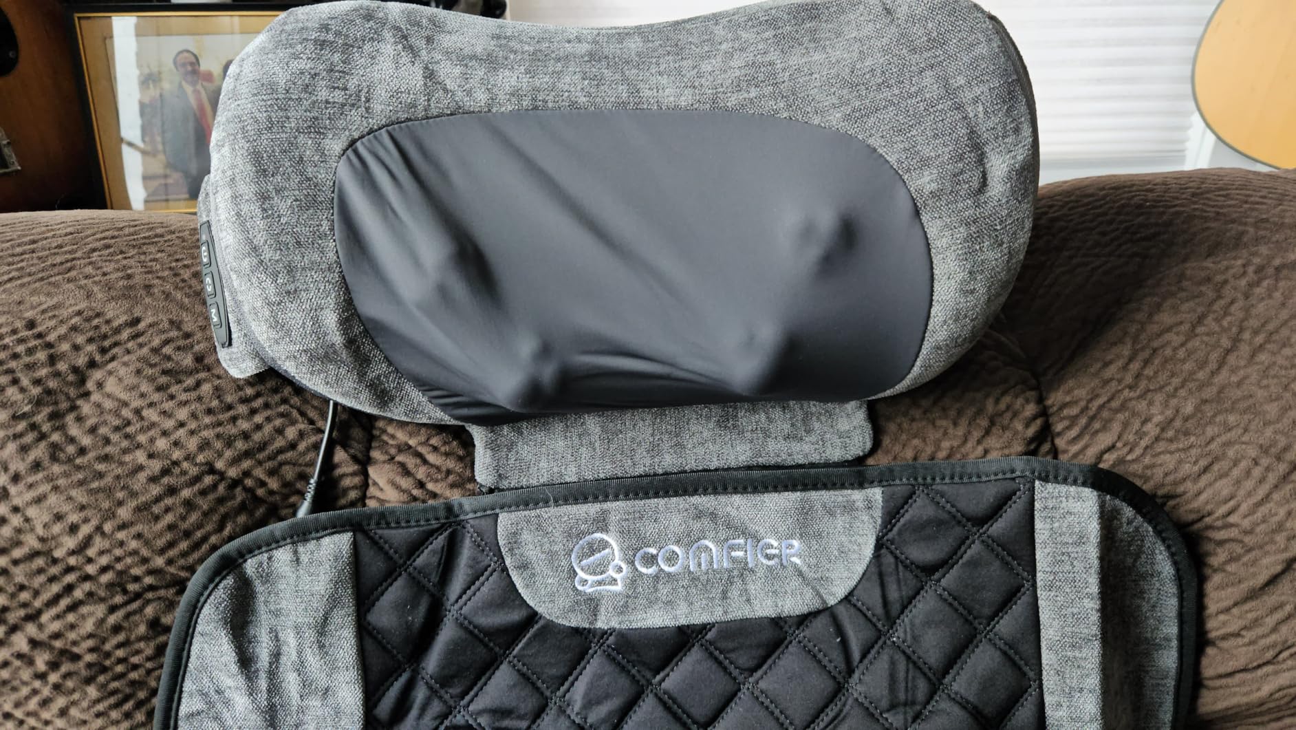 COMFIER Full Body Vibration Massage Mat with Detachable Shiatsu Neck Pillow, 10 Motors, Heat, 5 Modes & 3 Intensities, Auto Shut-Off - Home & Office Use, Gift for Men Women customer photo 1