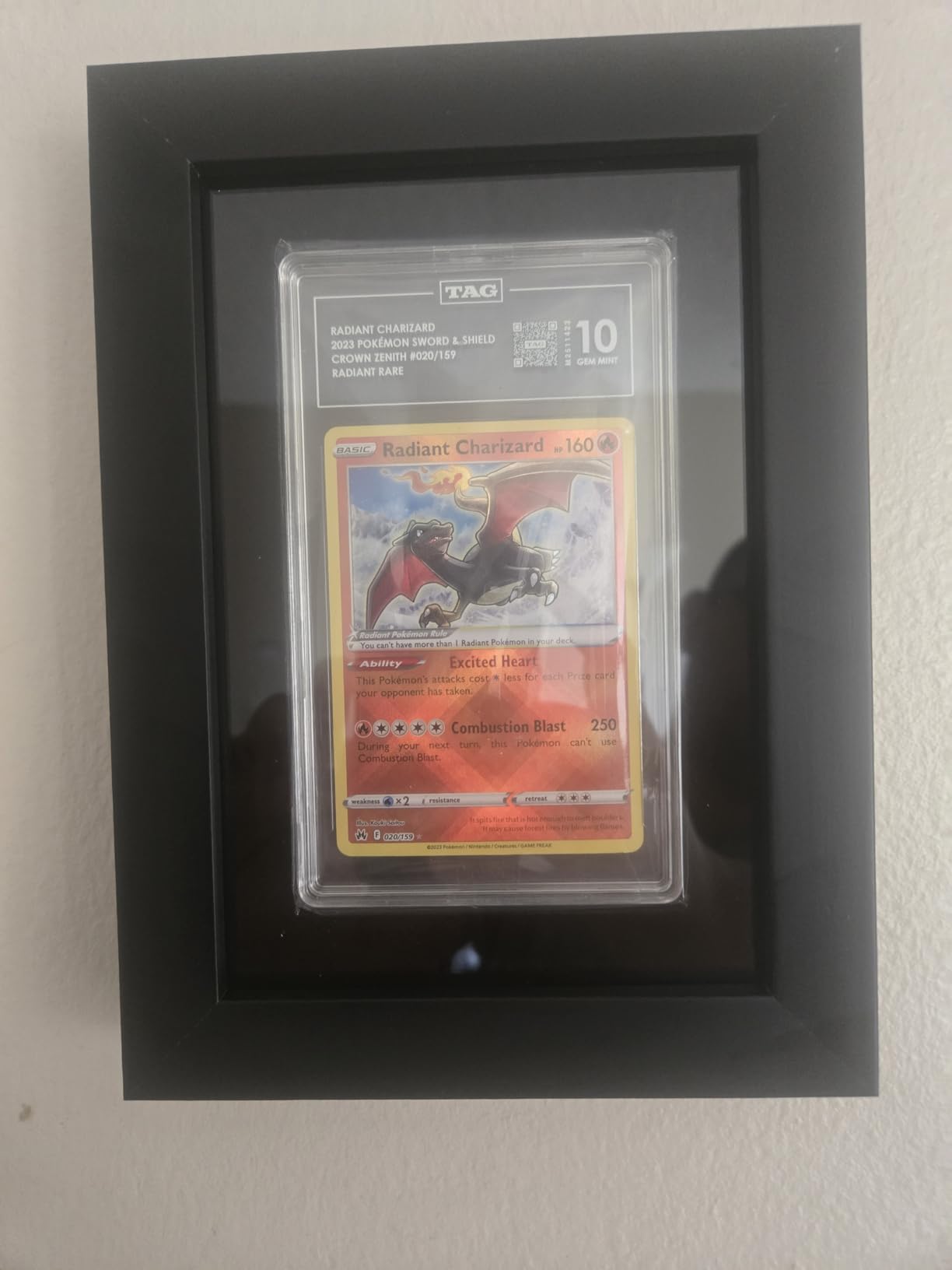 Graded Card Display Frame, Compatible with PSA, CGC, TAG Slabs, Solid Wood | Single Card Display, Black Velvet EVA Insert, Wall Mount or Desktop, 8.1 x 5.9 in customer photo 1