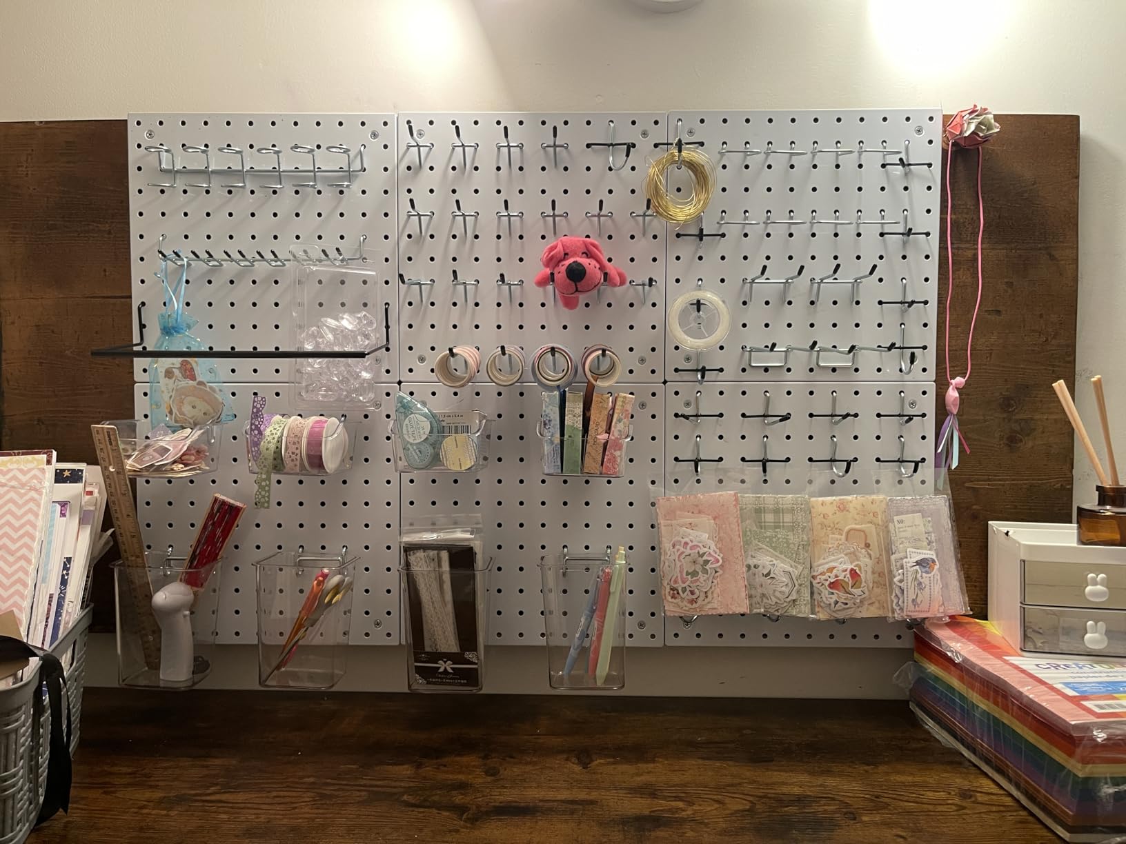 Peg Board Kit, Includes Pegboard and Accessories, with Hooks and Bins, Peg Board Wall Organizer for Office, Ornaments Display, Crafts Organization (129, Black) customer photo 2
