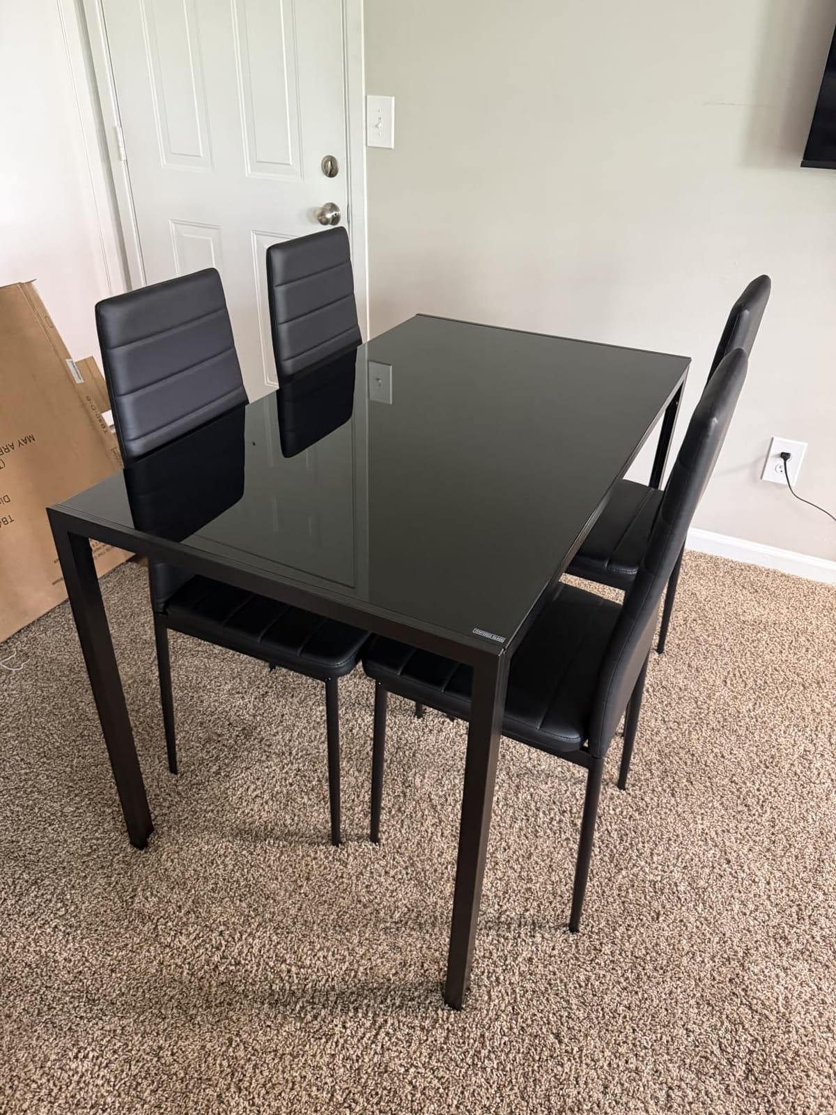 Bealife Kitchen Dining Table Set for 4, Tempered Glass 5 Piece - White | PU Leather Modern Dining Room Furniture, Space Saving Table and Chairs Set for Home, Kitchen, Living Room, Dining Room customer photo 1