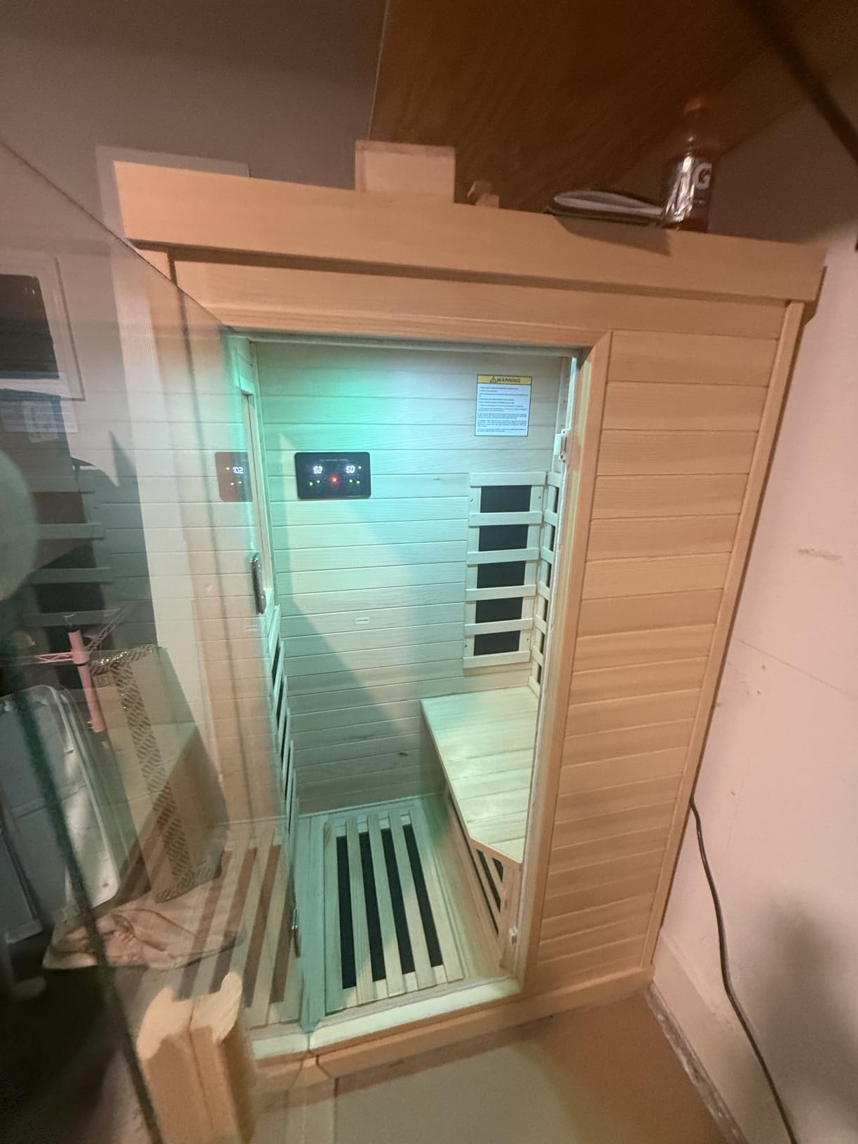 OUTEXER Outdoor Traditional Sauna 4-5 Person 240V 4.5KW 6'x6' Steam Saunas | Wet Finnish Carbonized Spruce Wood Sauna with Heater, Sauna Stone, Water Bucket, Ladle, LED Lights customer photo 1