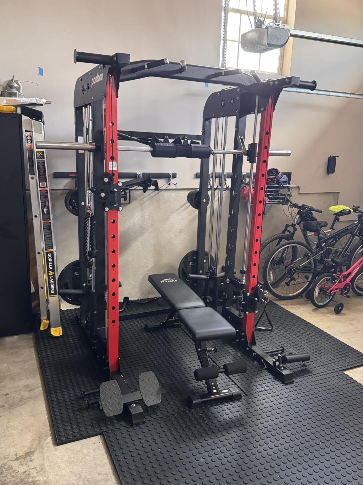pooboo Power Cage Smith Machine with 2000LB Squat Rack Cable System customer photo 2