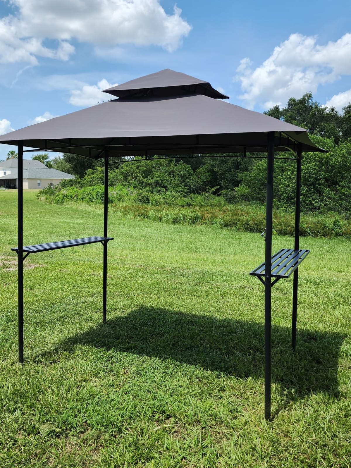 VEVOR Grill Gazebo, 8x5 ft BBQ Gazebo with Double-Tiered Roof, Heavy-Duty Outdoor Grill Shelter, Thickened Support Legs, Powder-Coated Steel Grilling Canopy with 2 Side Shelves, Bottle Opener & Hooks customer photo 2