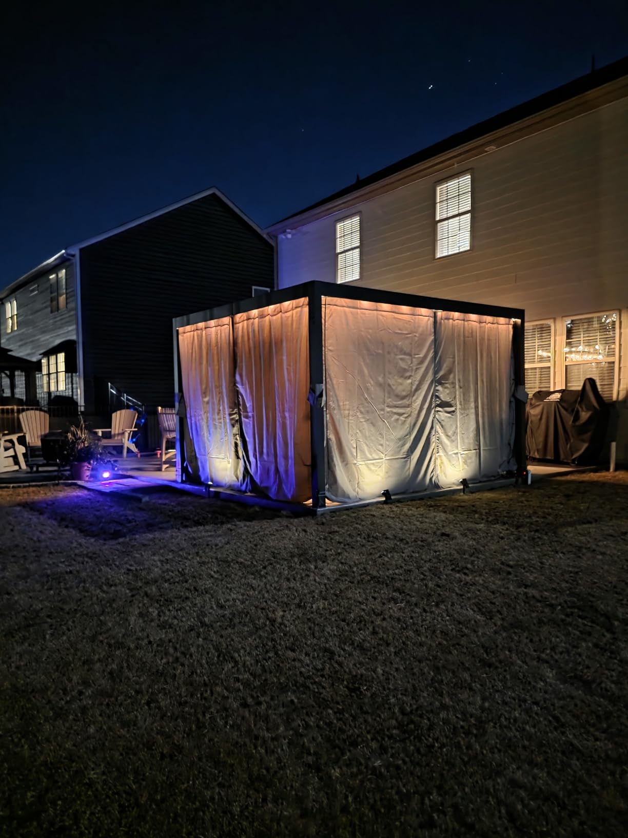 Modern Shade Pergola 10'x12' with USB Power Strip & Net and Curtain, Black | Louvered Pergola with Adjustable Waterproof Roof & Integrated Drainage, Reinforced Frame for Patio, Backyard, Easy Assembly customer photo 2