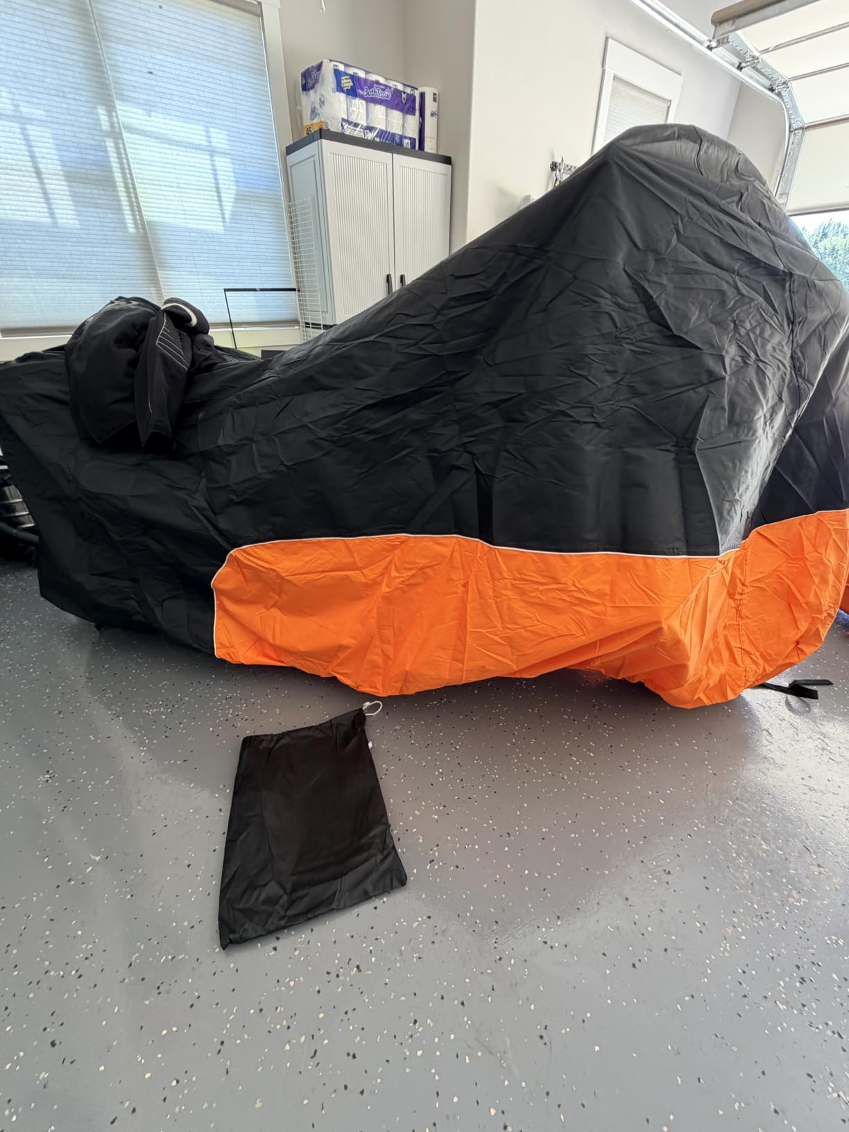 Motorcycle Cover Heavy Duty for Cruiser Touring Models, Orange - Fits for Harley Road King Road Glide Electra Glide Low Rider-ST HD Goldwing, All Weather Waterproof Cruiser Motorcycle Cover customer photo 1