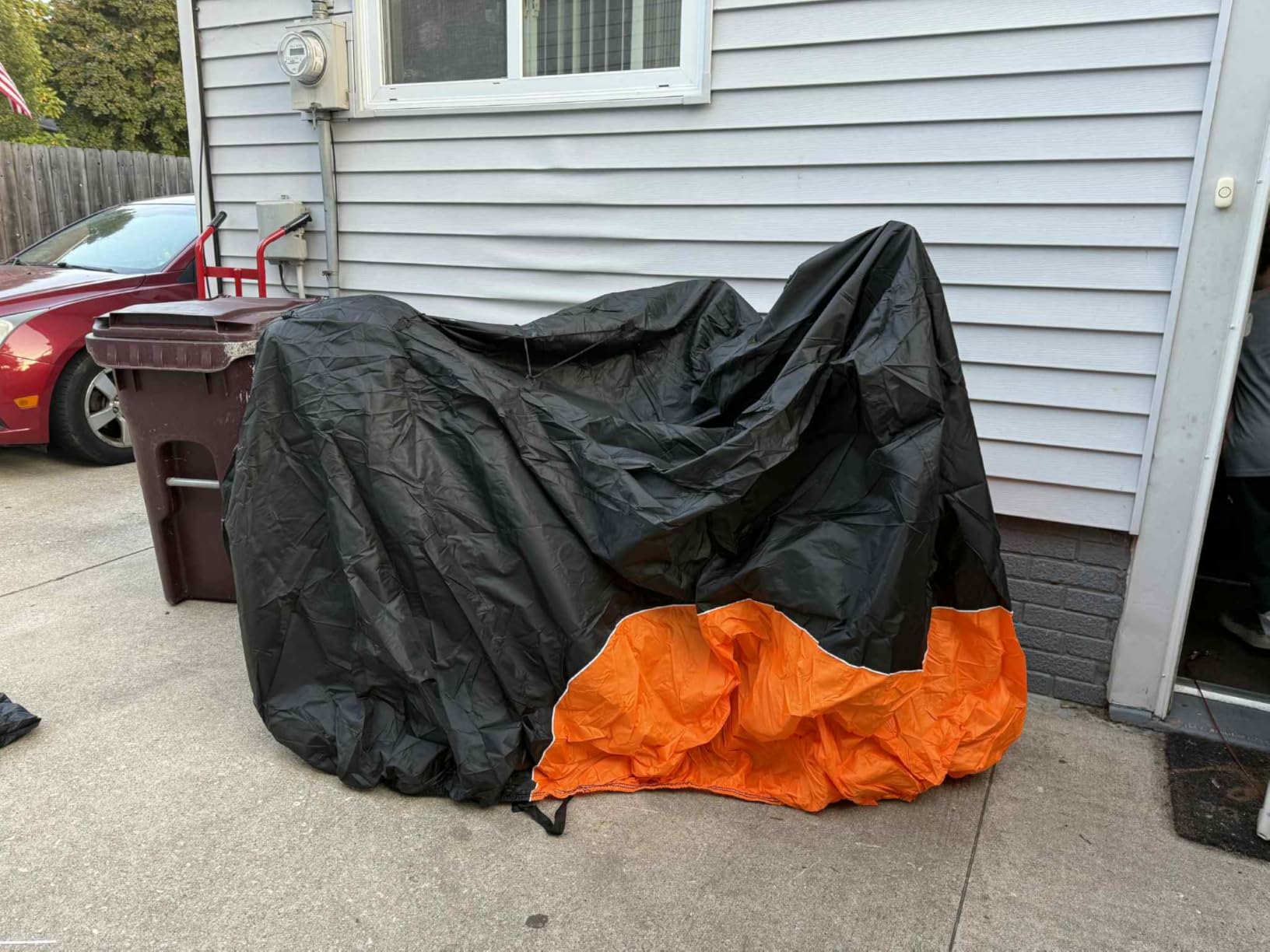 Motorcycle Cover Heavy Duty for Cruiser Touring Models, Orange - Fits for Harley Road King Road Glide Electra Glide Low Rider-ST HD Goldwing, All Weather Waterproof Cruiser Motorcycle Cover customer photo 2