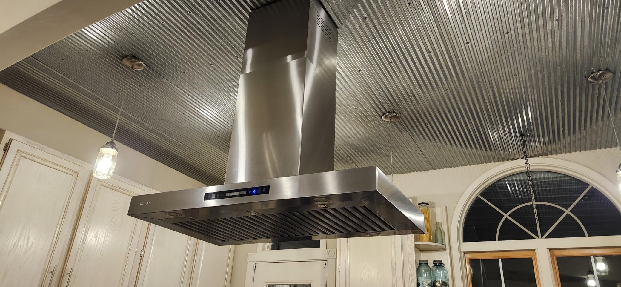 VIKIO HOME Island Range Hood 1200 CFM, 30 Inch Stainless Steel Ducted Island Mount Range Hood, Gesture Sensing & Touch Control, 3-Speed Fan, Dual-Sided Control, Low Noise, 4 LED Lights customer photo 2