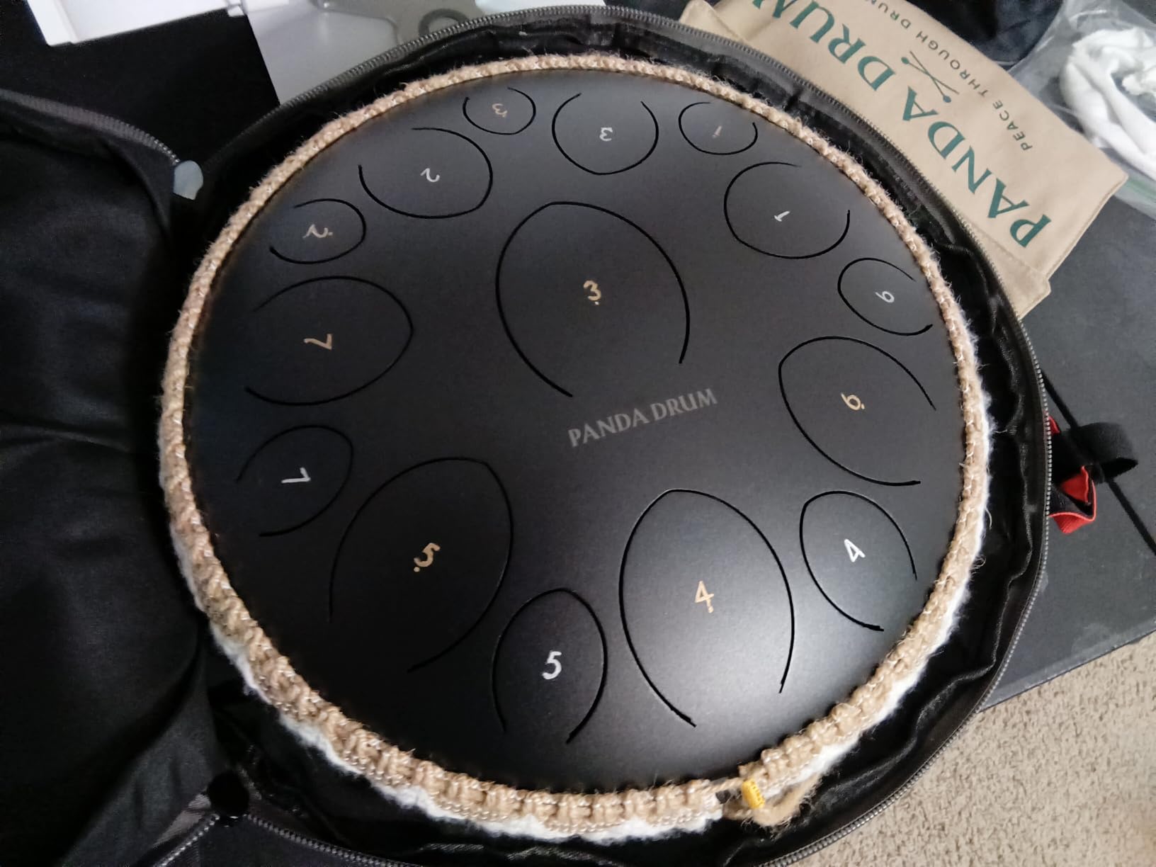 Panda Drum Pro (Black) | Steel Tongue Drum for Inside & Outside | 15 Inch | with Music Book, Mallets, Carrying Bag & Finger Picks | 432 Hz Rain Drum | Calming Musical Instrument for Adults customer photo 2
