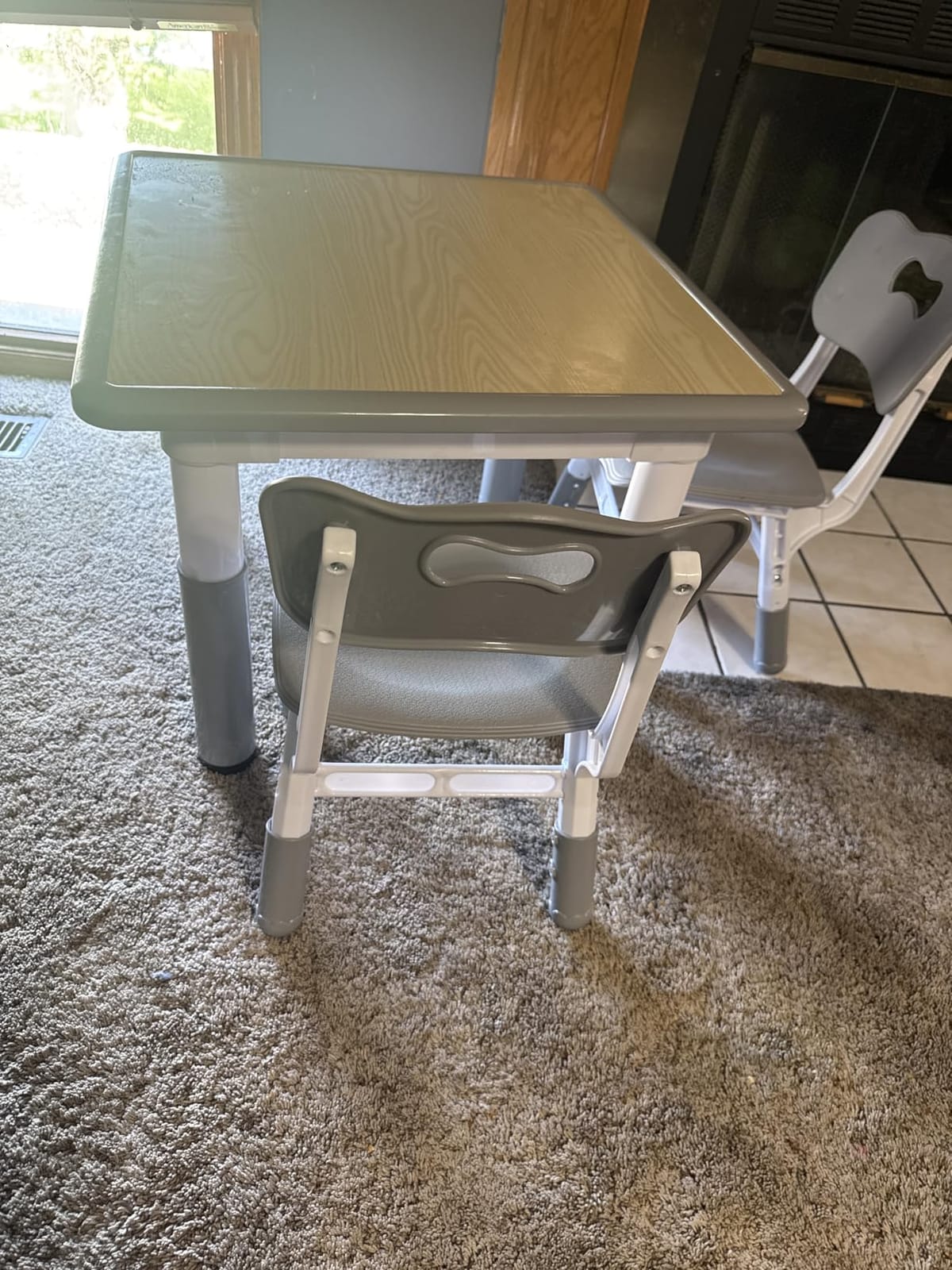 Pterying Toddler Table and Chair Set, Graffiti Tabletop, 2 Chairs, Grey | Adjustable Height, Ages 2-8, for Home Preschool Daycare Drawing Eating Learning and Playing customer photo 2