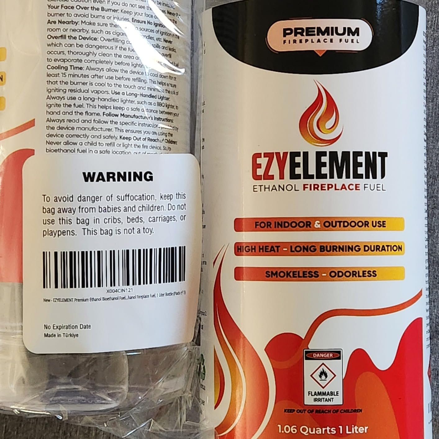 Premium Bioethanol Fireplace Fuel 3x1 Liter - Cleaner-Burning Bioethanol Fuel for Tabletop Fireplaces & Fire Pits, Indoor Outdoor Decorative Ethanol Fireplace Fuel customer photo 2
