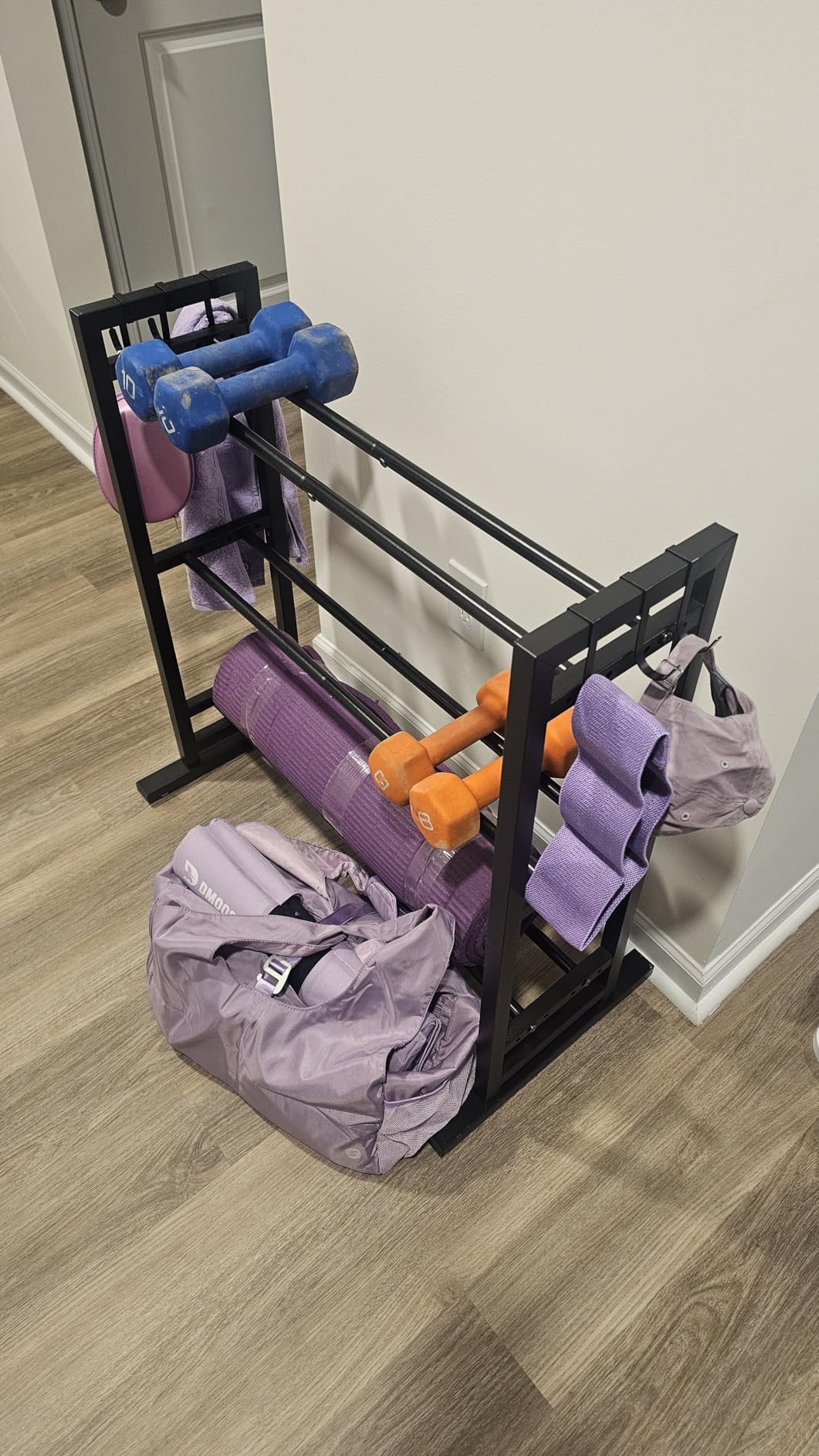 niffgaff 3 Tier Adjustable Dumbbell Rack, Weight Rack for Home Gym, 450 lb Capacity with Extra Storage Hooks customer photo 2
