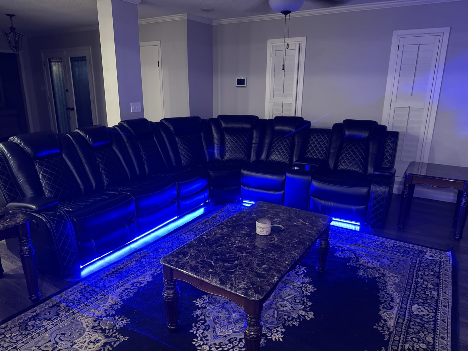 Power Recliner Sectional Sofa, Home Theater Seating with LED Lighting, USB Charging Port, Cup Holders & Storage, Leather Reclining Sectional Couch for Living Room (Cream White Upgraded) customer photo 2
