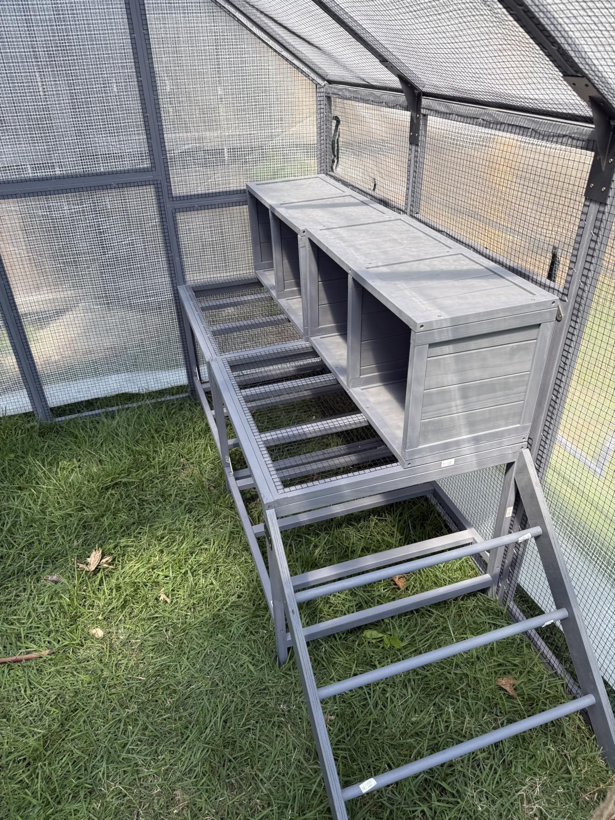COZIWOW Chicken Coop with Full Waterproof Cover, 9' Extra Large Wooden Chicken House for 10-15 Chickens, 4 Nesting Boxes, Roosting Bars, Outdoor Walk-in Poultry Run for Backyard, Farm, Modern Gray customer photo 1