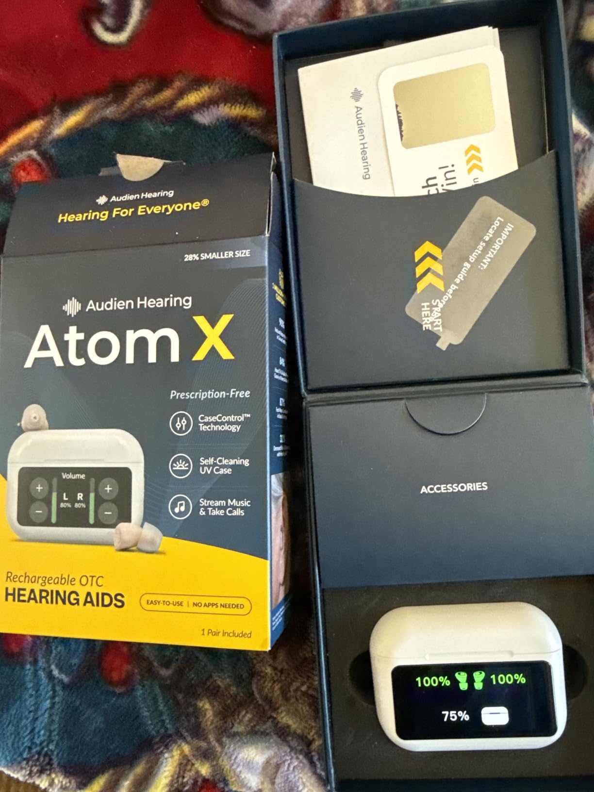 Audien Atom X OTC Hearing Aid For Seniors & Adults with Touchscreen Control | Noise Cancelling, Rechargeable, Bluetooth, Charging Case, 48+ Hour Battery Life, UV Sanitizing, Sound Check Included customer photo 2