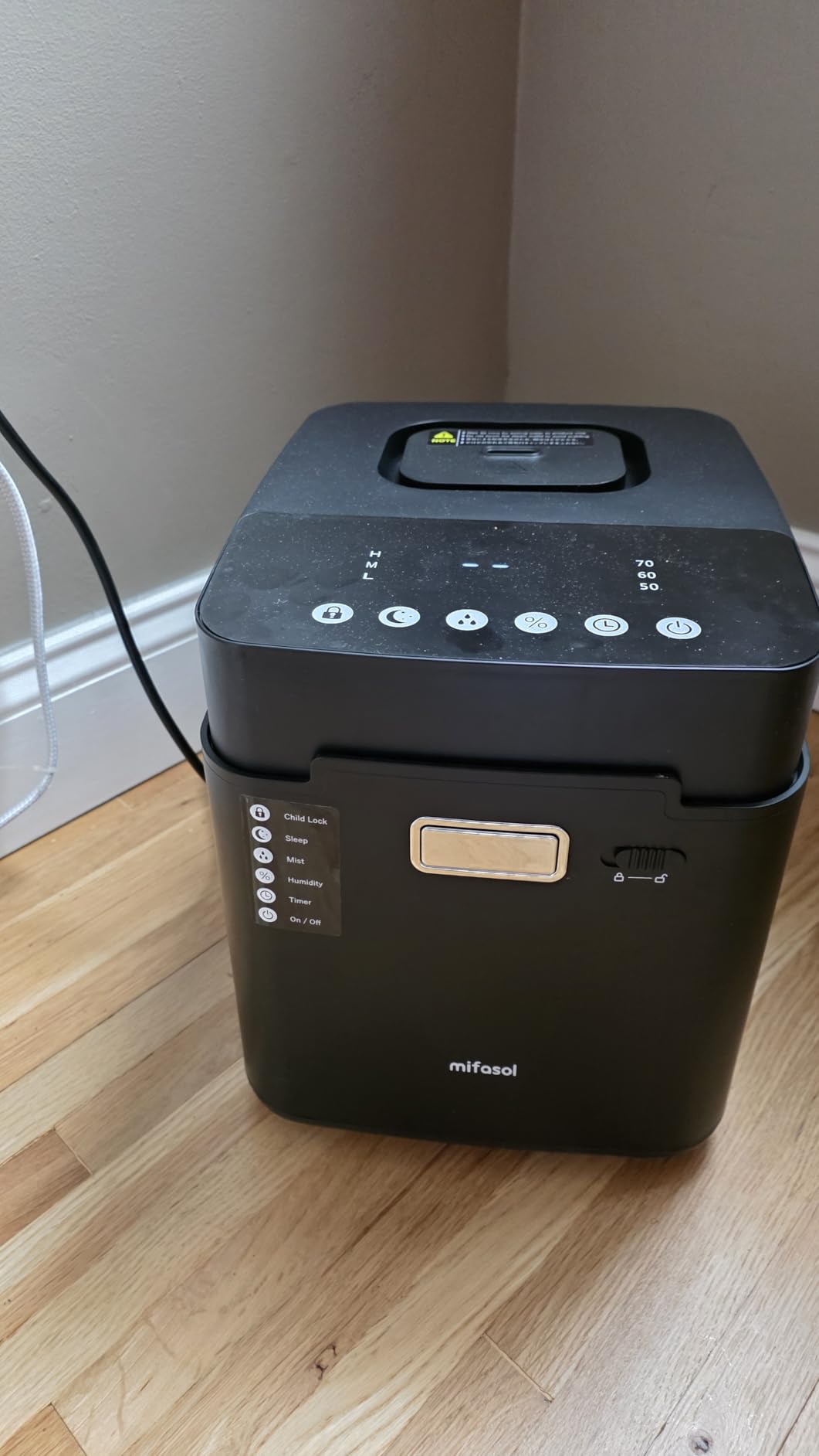 Mifasol Stainless Steel Humidifier, 3.3L/0.87Gal Steam Warm Mist Humidifiers for Bedroom 800 sq ft, Easy to Clean Humidifiers for Home, Dishwasher Safe Humidifier Large Room Baby Nursery Office, Black customer photo 2