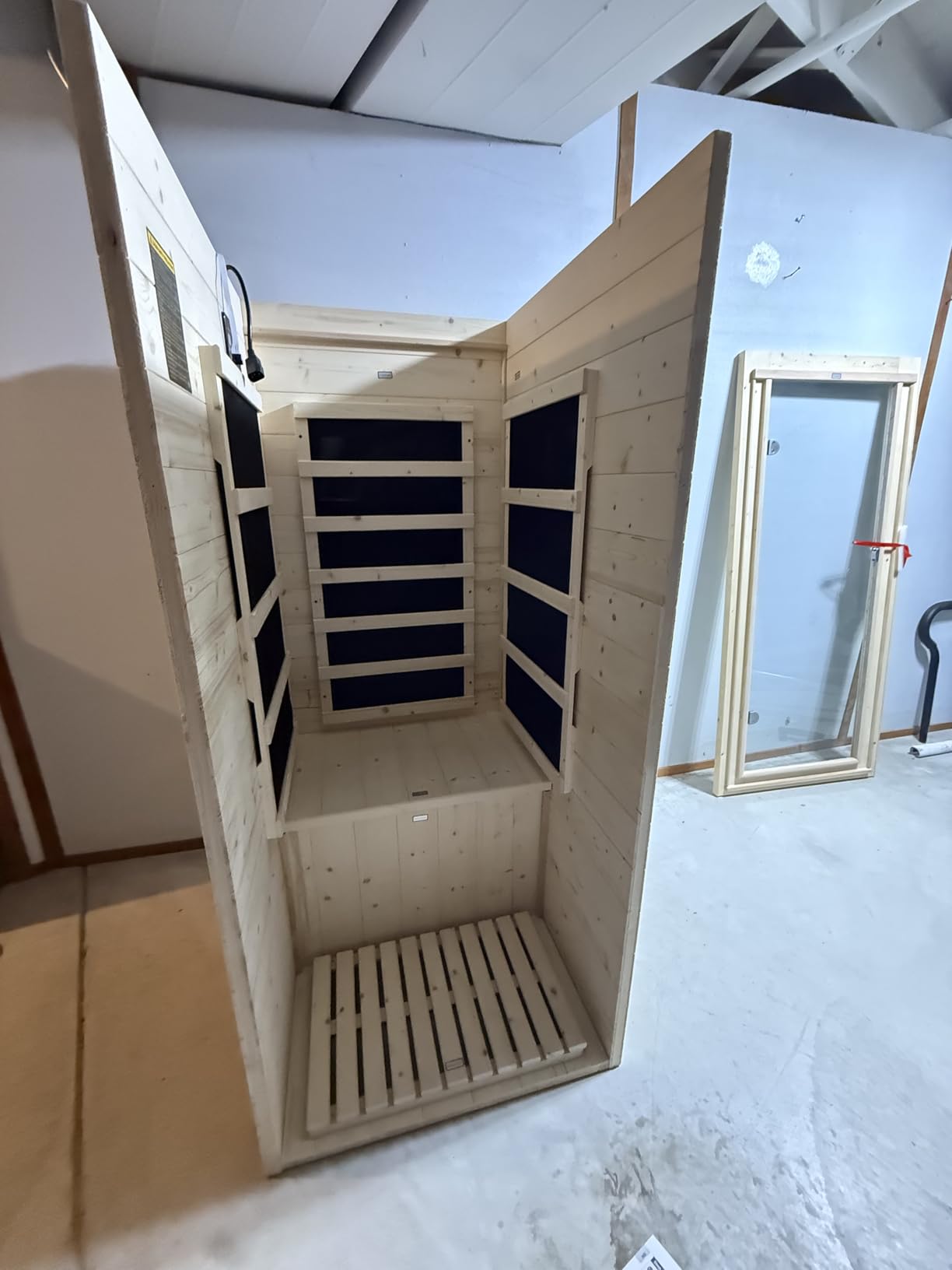 Albott 4 Person Outdoor Sauna, Asphalt Shingle Roof, Low EMF 2850W/240V/20A | Infrared Saunas for Home, Finnish Spruce Wood Dry Sauna with 12 Carbon Panels, 7-Color Light Therapy & 2 Bluetooth Speakers customer photo 1
