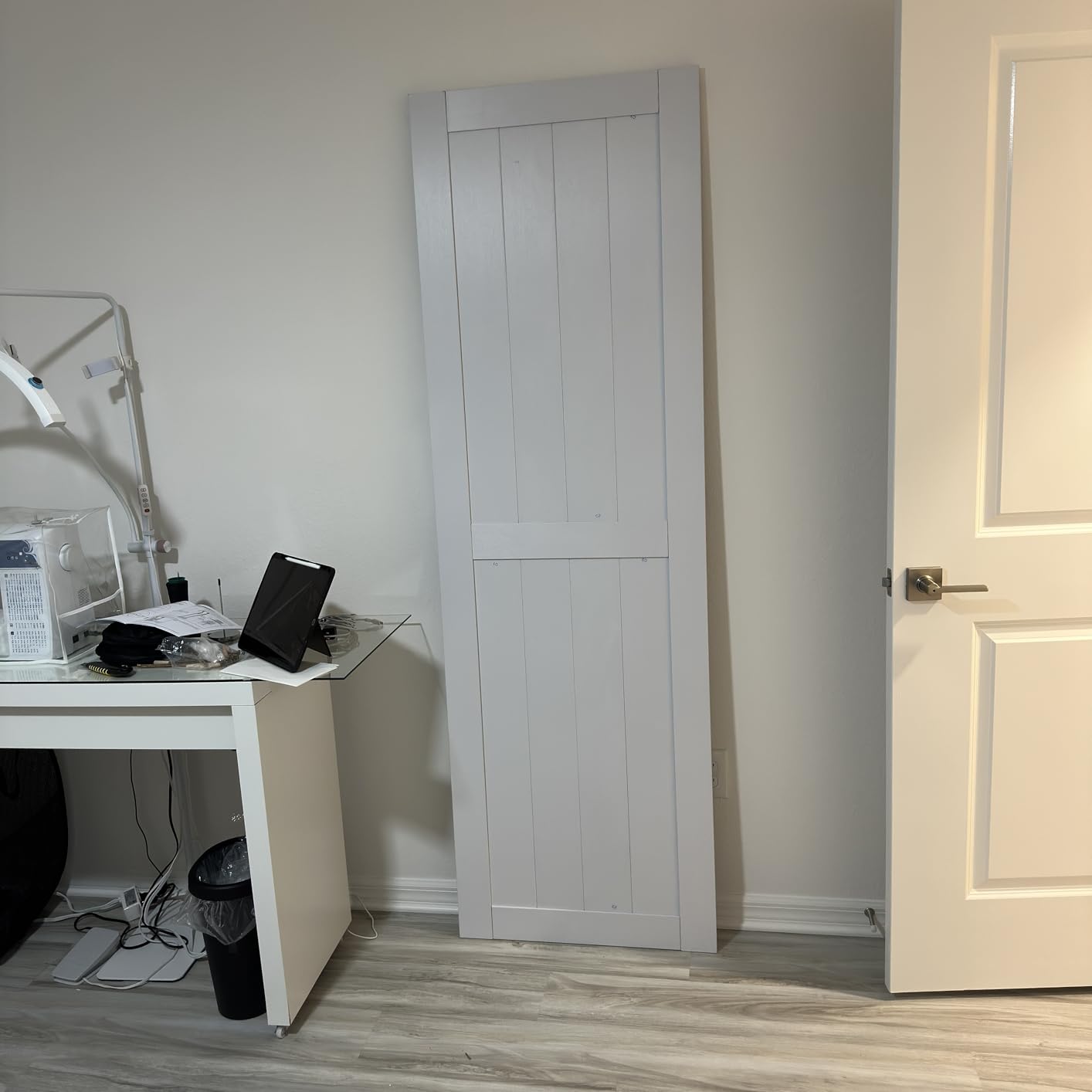 FREDBECK White Sliding Closet Door 48x80 (Double 25inch), Bypass Door H Frame with Hardware, for Bedroom, White, Assemble Required customer photo 1