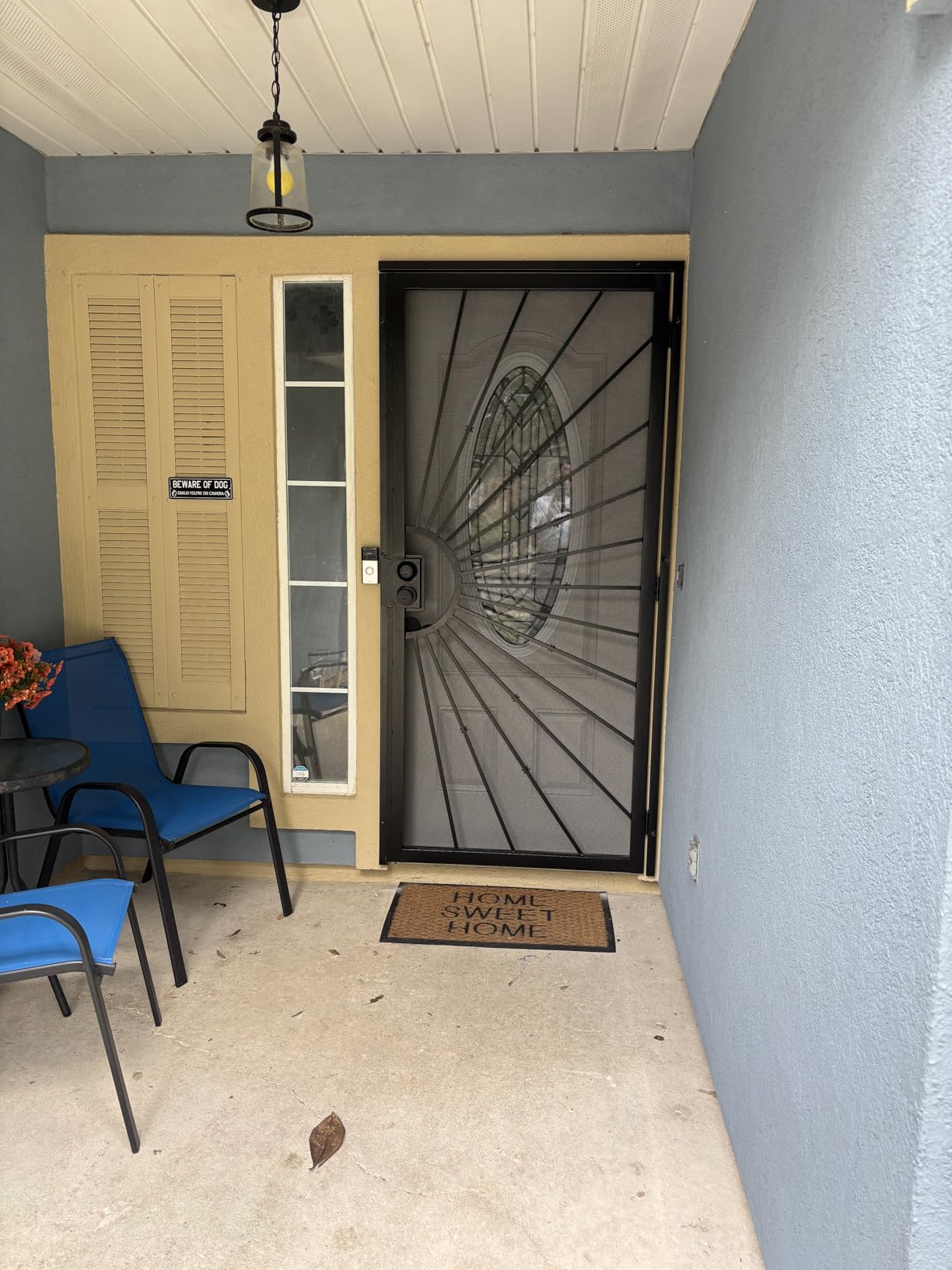 JUBEST 32 in. x 80 in. Security Door, Surface Mount Exterior Front Entry Door, Outswing Steel Security Door with Perforated Metal Screen, Powder Coated White, Lock Not Include customer photo 2