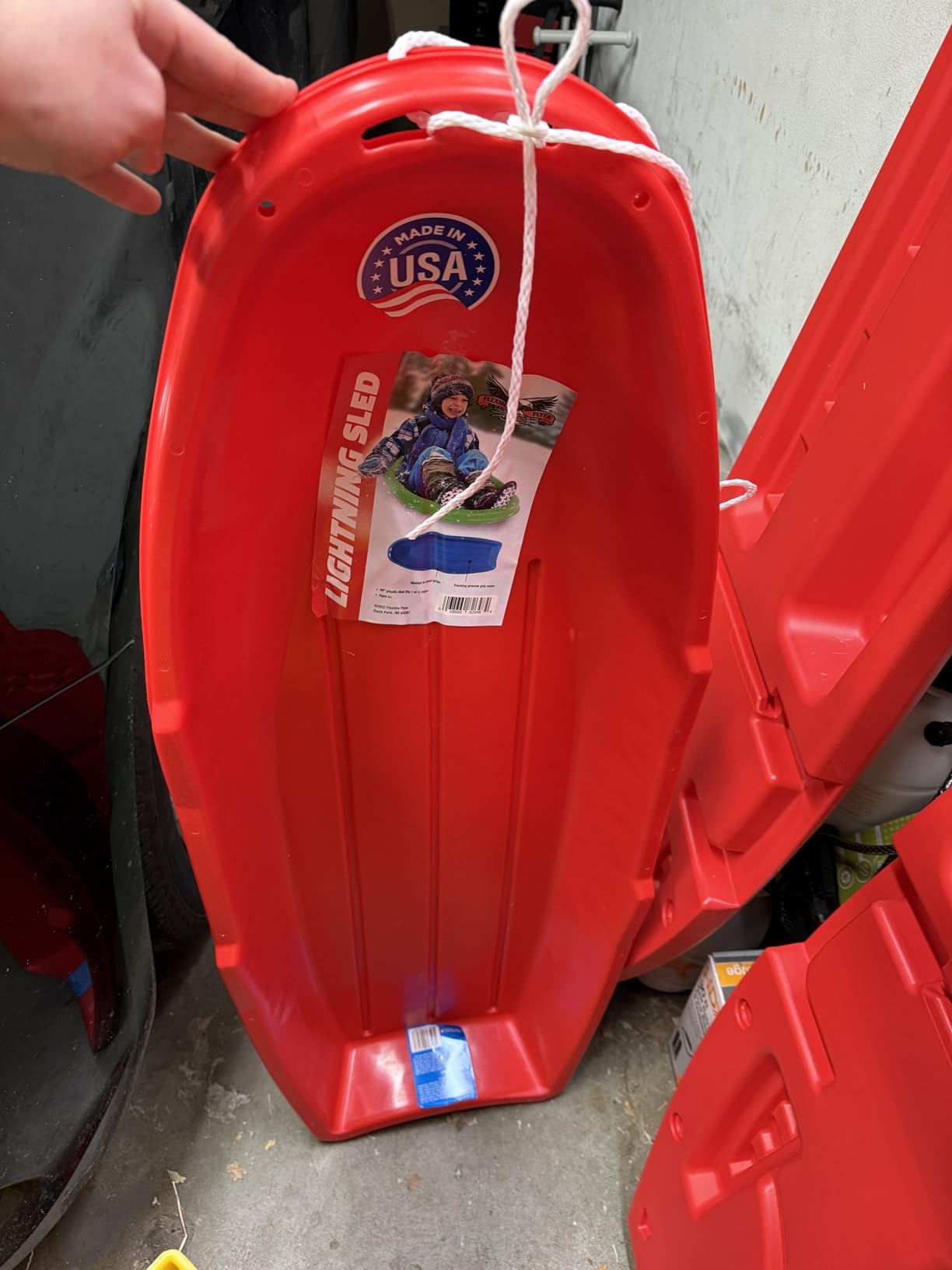 Flexible Flyer Winter Lightning Snow Sleds for Kids and Adults (Red) - 48 Inch Toboggan Style Plastic Sled with Hard Bottom for Fast, Smooth Rides - 1 or 2 Riders customer photo 2