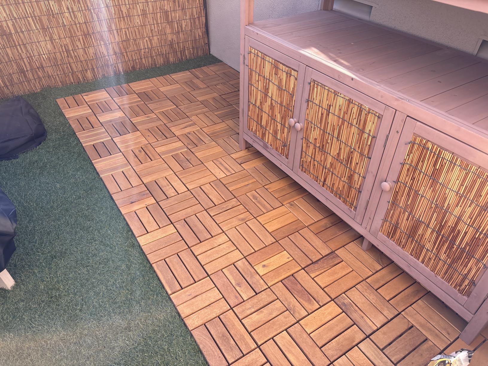 Acacia Wood Interlocking Deck Tiles, Patio & Backyard Tile, 12 in, 9 PCS customer photo 2