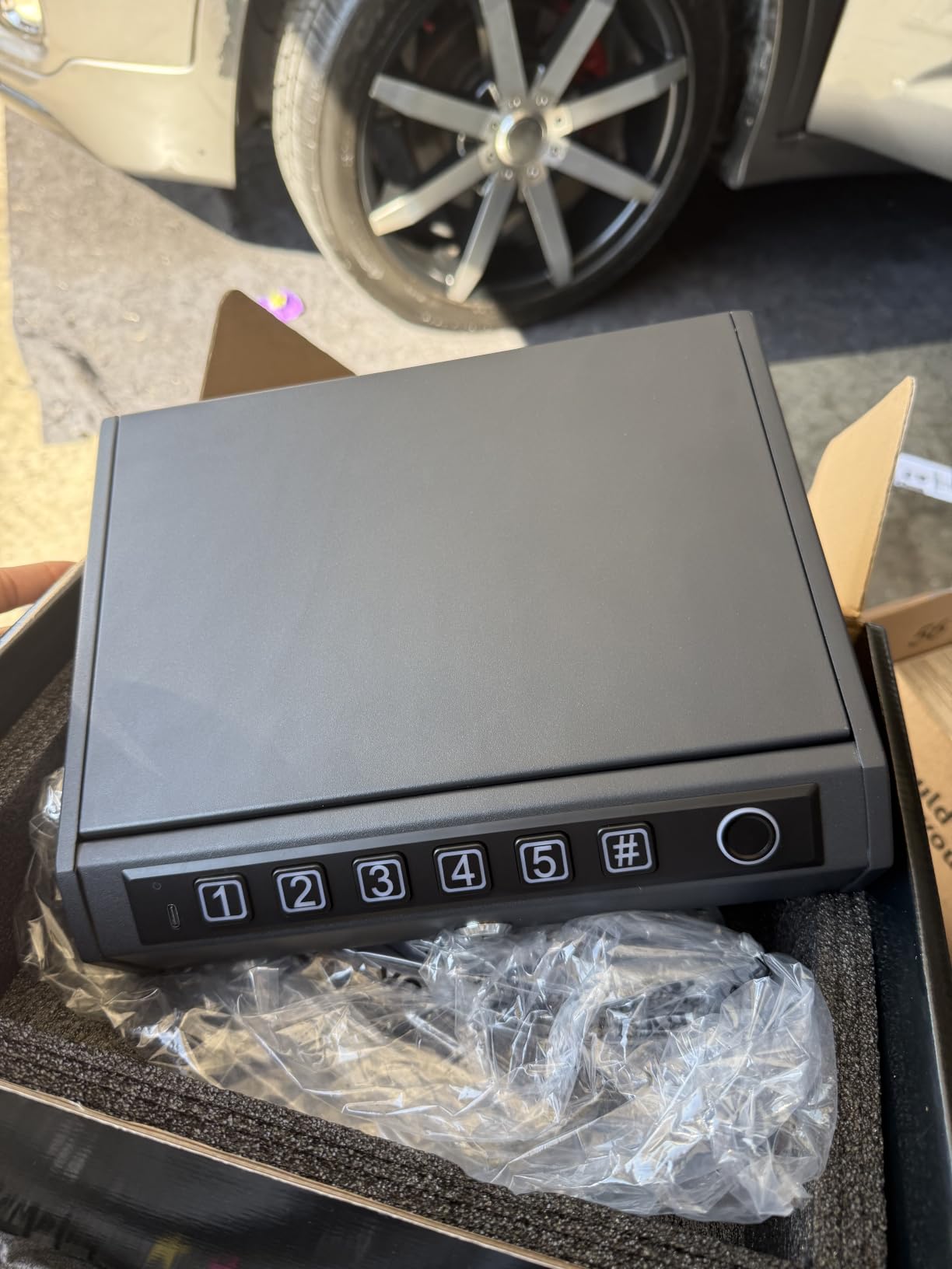 Biometric Gun Safe for Handguns, Pistol Safe Fits 2-3 Handguns | Fingerprint Car Gun Safe, Quick Access, LED Light, Stealth Mode, Carbon Steel, Security Cable, Portable Lock Box, Nightstand customer photo 2